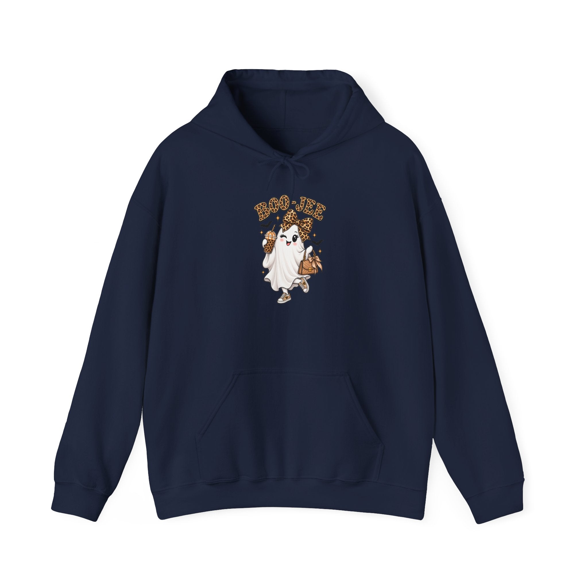 Leopard Bow Ghost Hoodie — Cute Halloween Pumpkin Sweatshirt