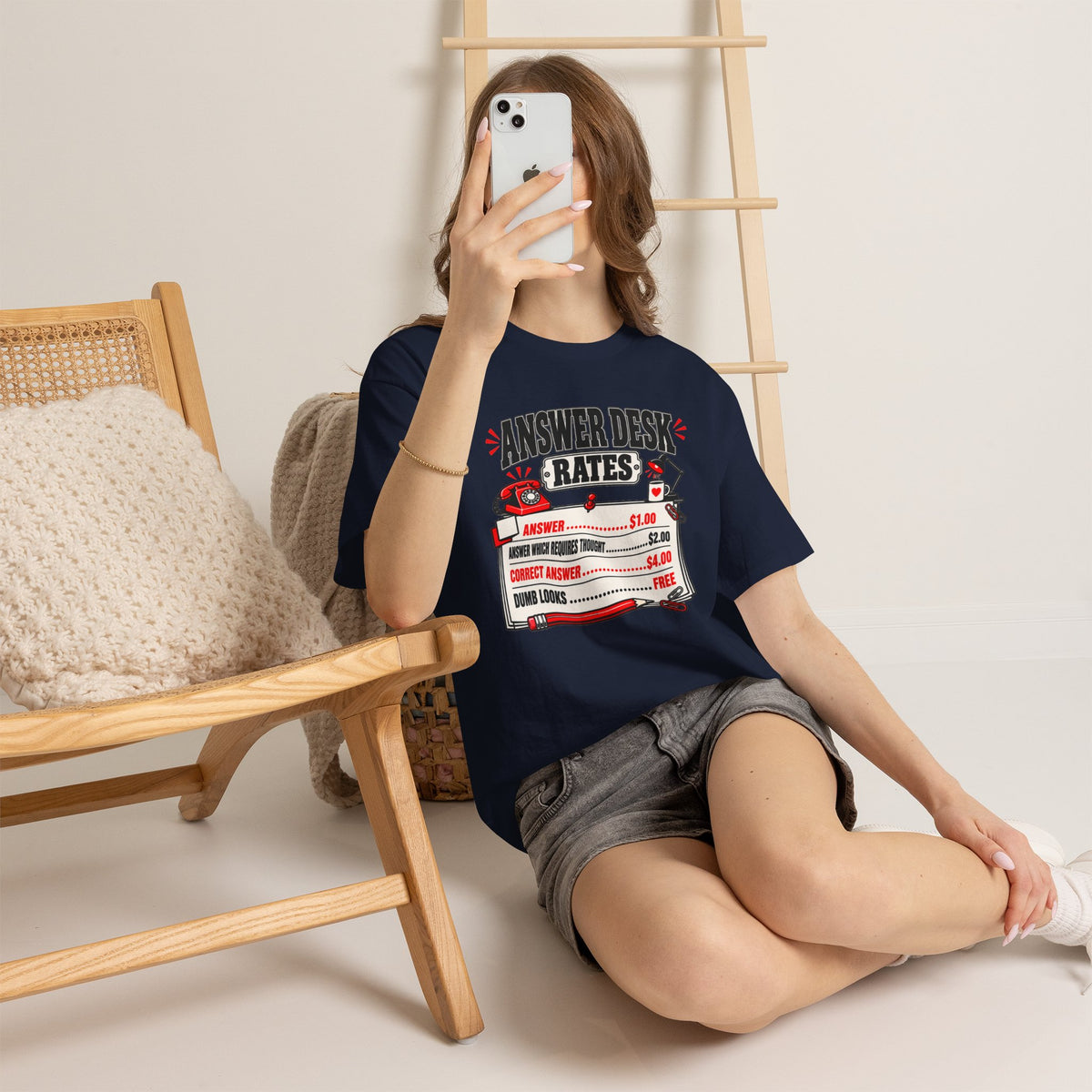 Answer Desk Rates T-Shirt — Funny Help Desk IT Support Tee ("Answer 1.00, Correct Answer 4.00")