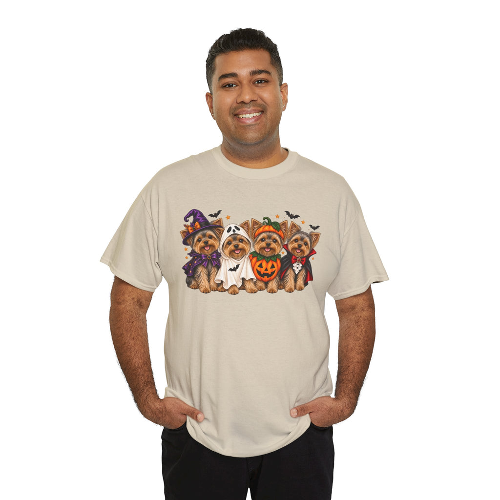 Halloween Yorkie T-Shirt — Cute Yorkies in Costumes (Pumpkin, Ghost, Witch, Vampire)