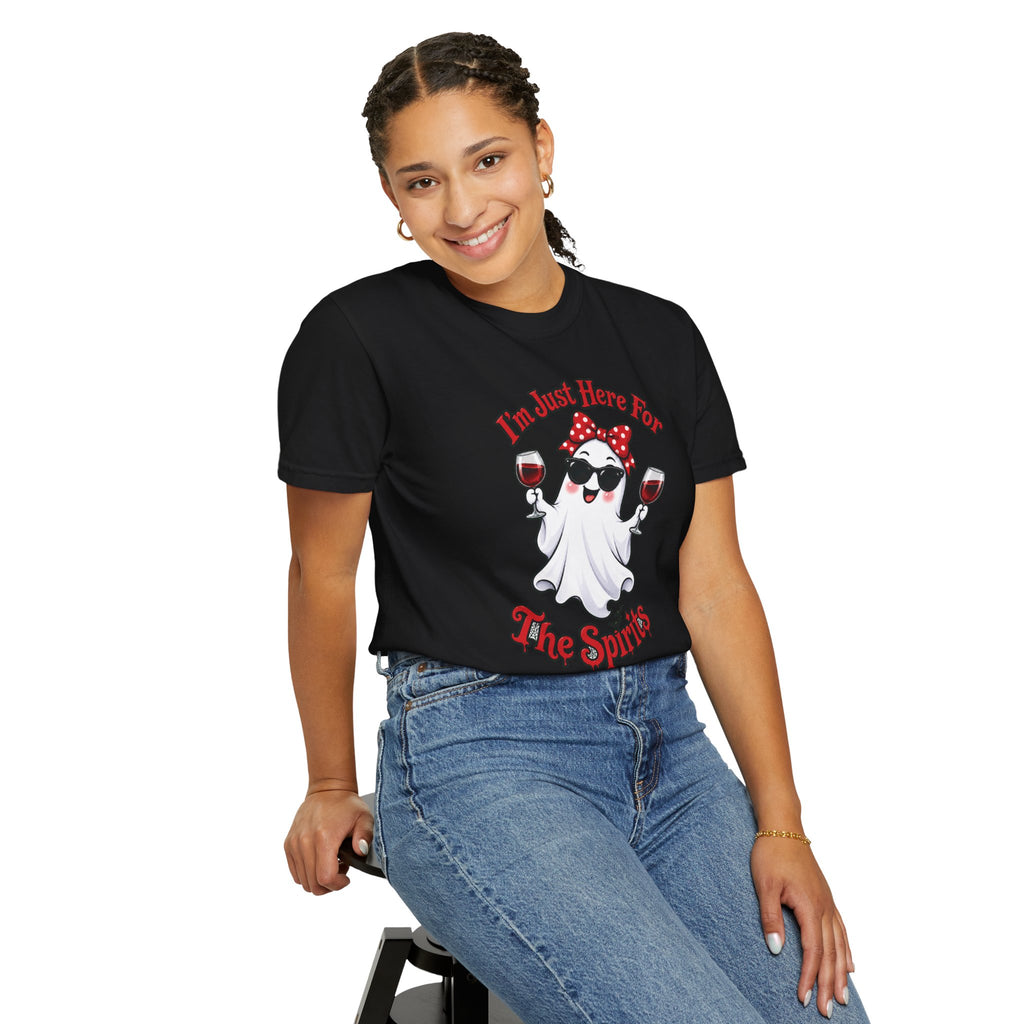 Wine Ghost T-Shirt — "I'm Just Here For The Spirits" Halloween Tee