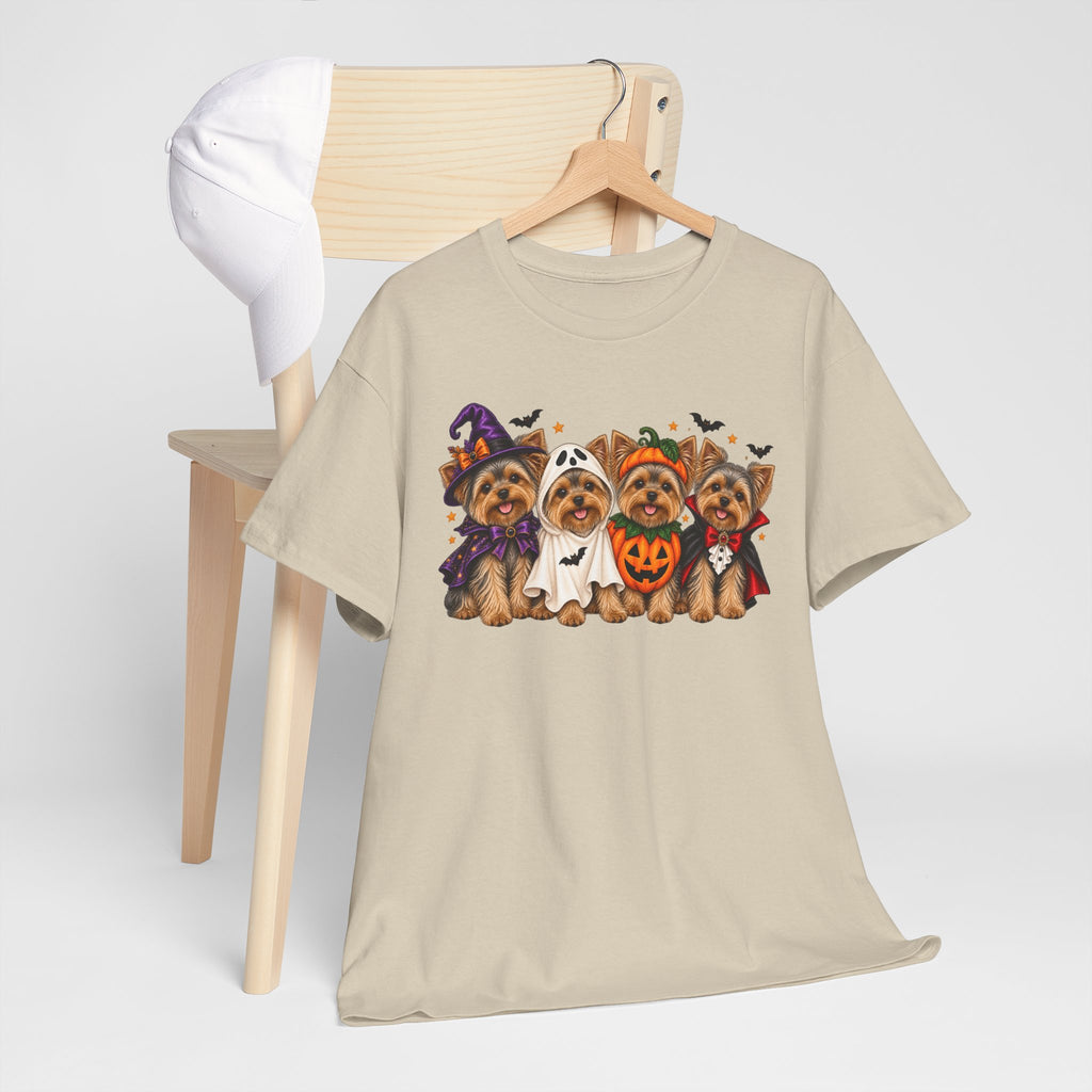 Halloween Yorkie T-Shirt — Cute Yorkies in Costumes (Pumpkin, Ghost, Witch, Vampire)