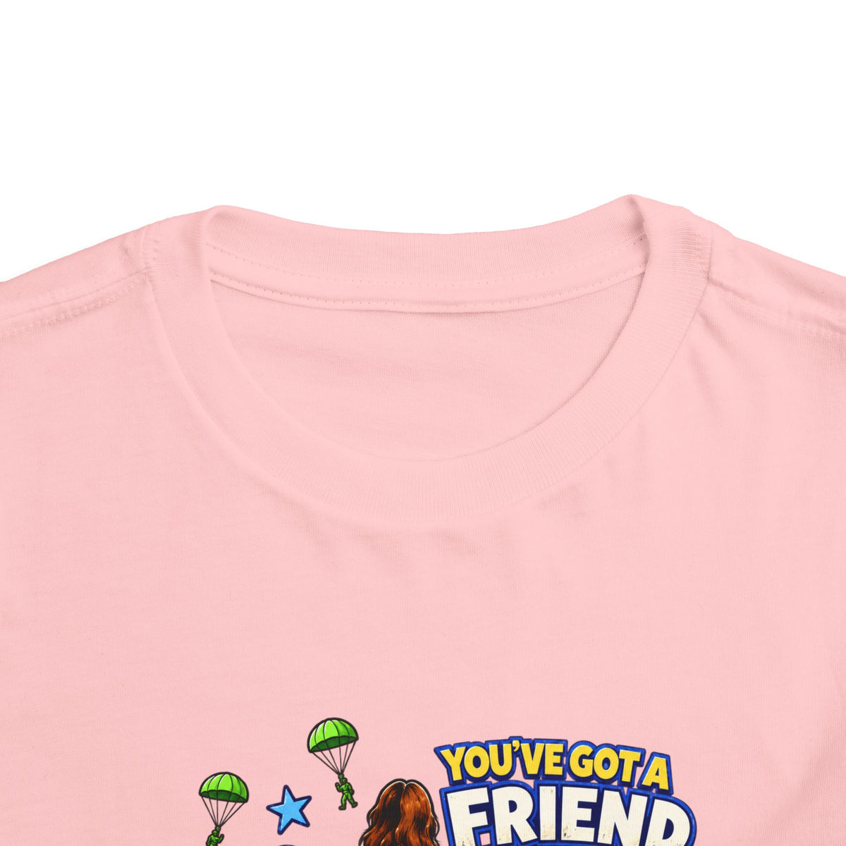 Toddler Tee — "You’ve Got a Friend in Him" Cartoon Faith & Toy Heroes Shirt