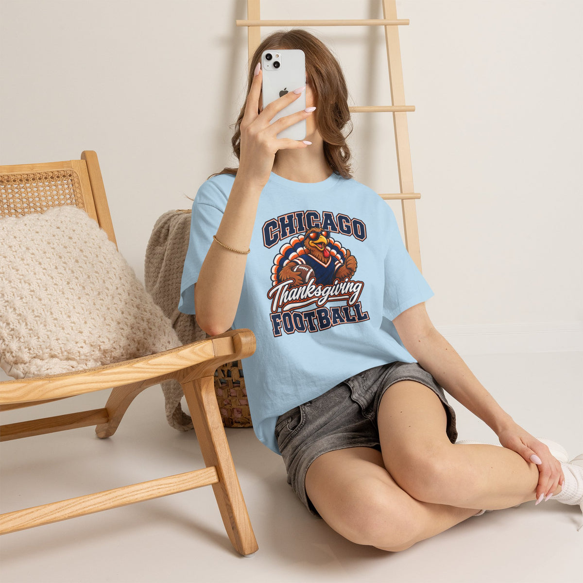 Chicago Thanksgiving Football T-Shirt — Turkey Mascot Game Day Tee