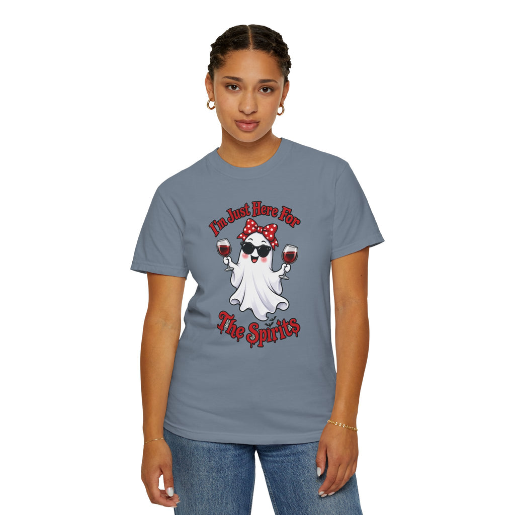 Wine Ghost T-Shirt — "I'm Just Here For The Spirits" Halloween Tee