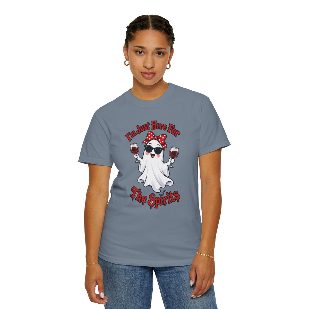 Wine Ghost T-Shirt — "I'm Just Here For The Spirits" Halloween Tee