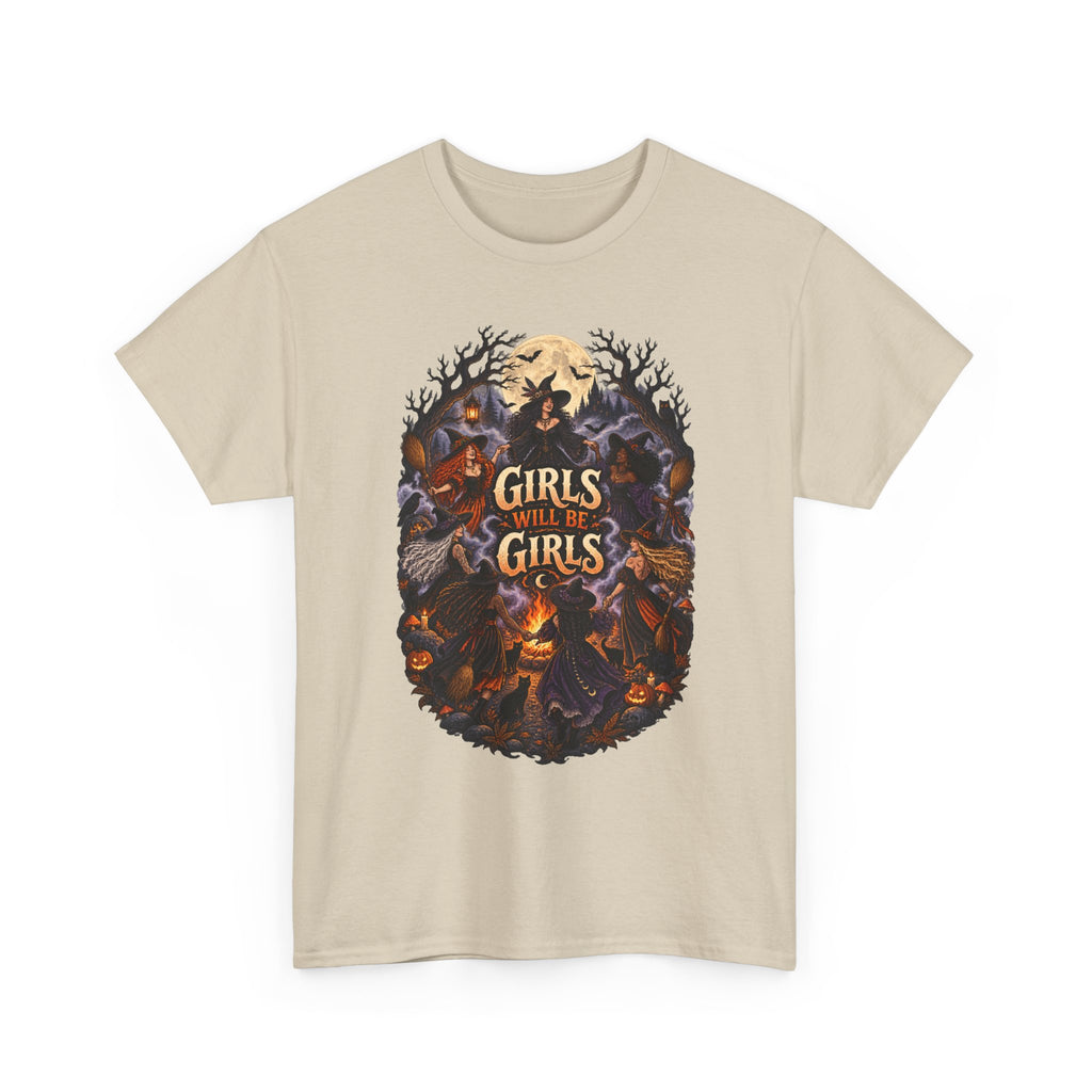 Girls Will Be Girls T-Shirt — Witchy Campfire Illustration Tee