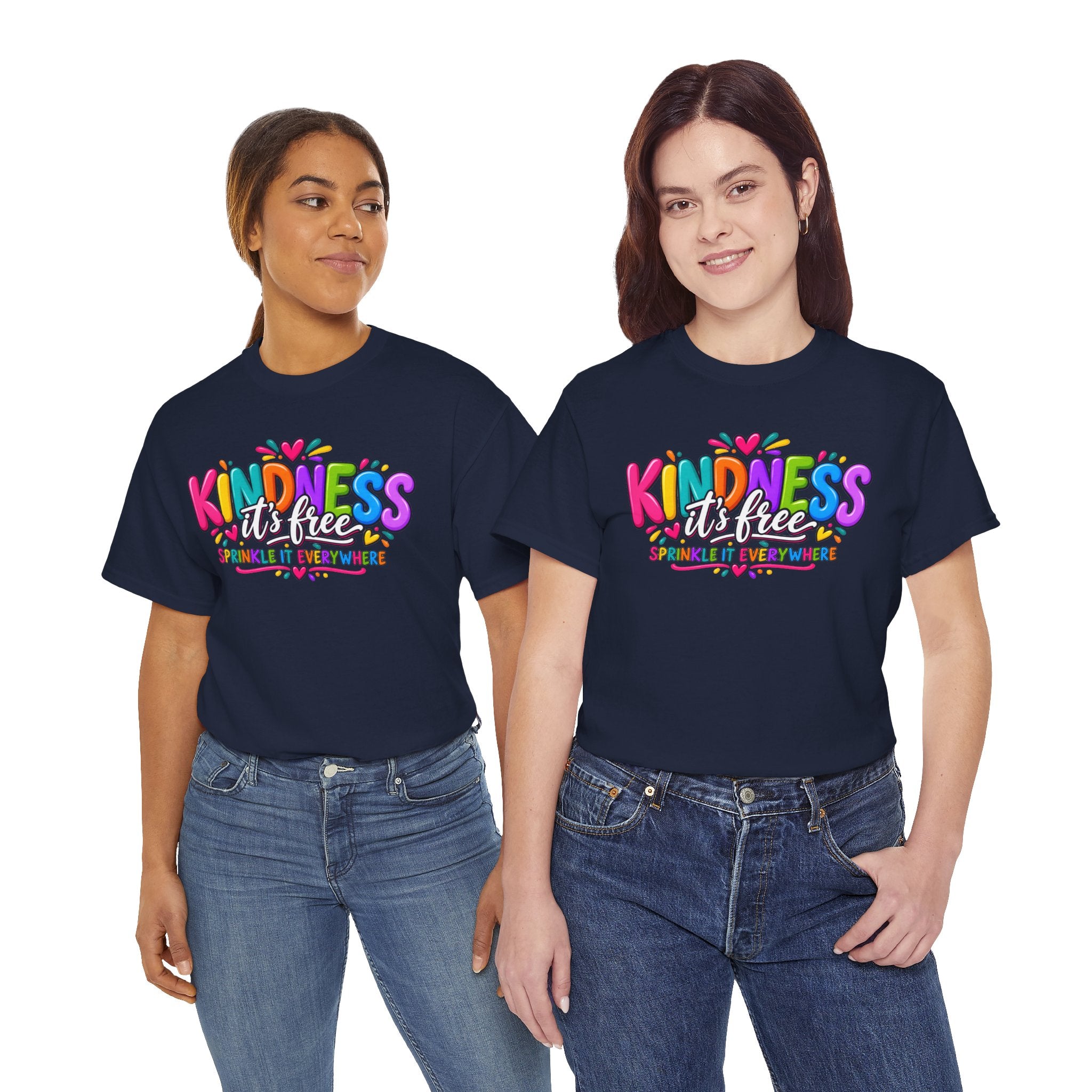 Kindness Is Free Rainbow Tee — Cute Positive Message T-Shirt