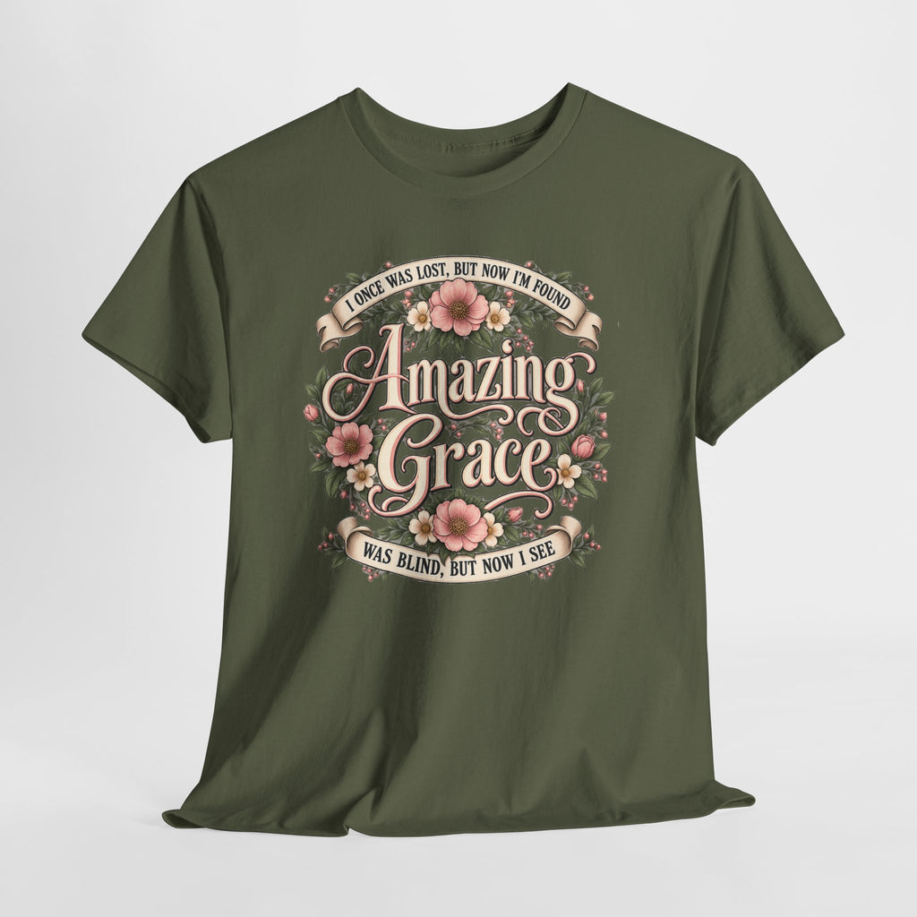 Amazing Grace Floral T-Shirt — Vintage Christian Faith Tee
