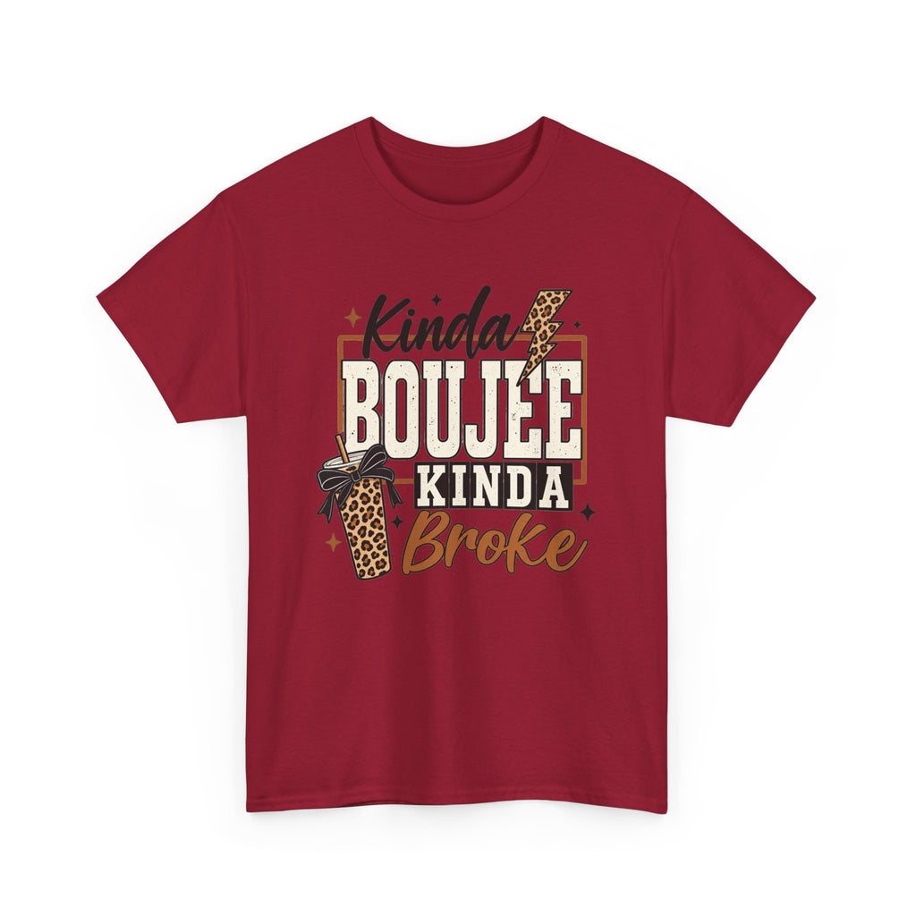 Kinda Boujee Kinda Broke Tee — Leopard Coffee Cup Graphic Shirt