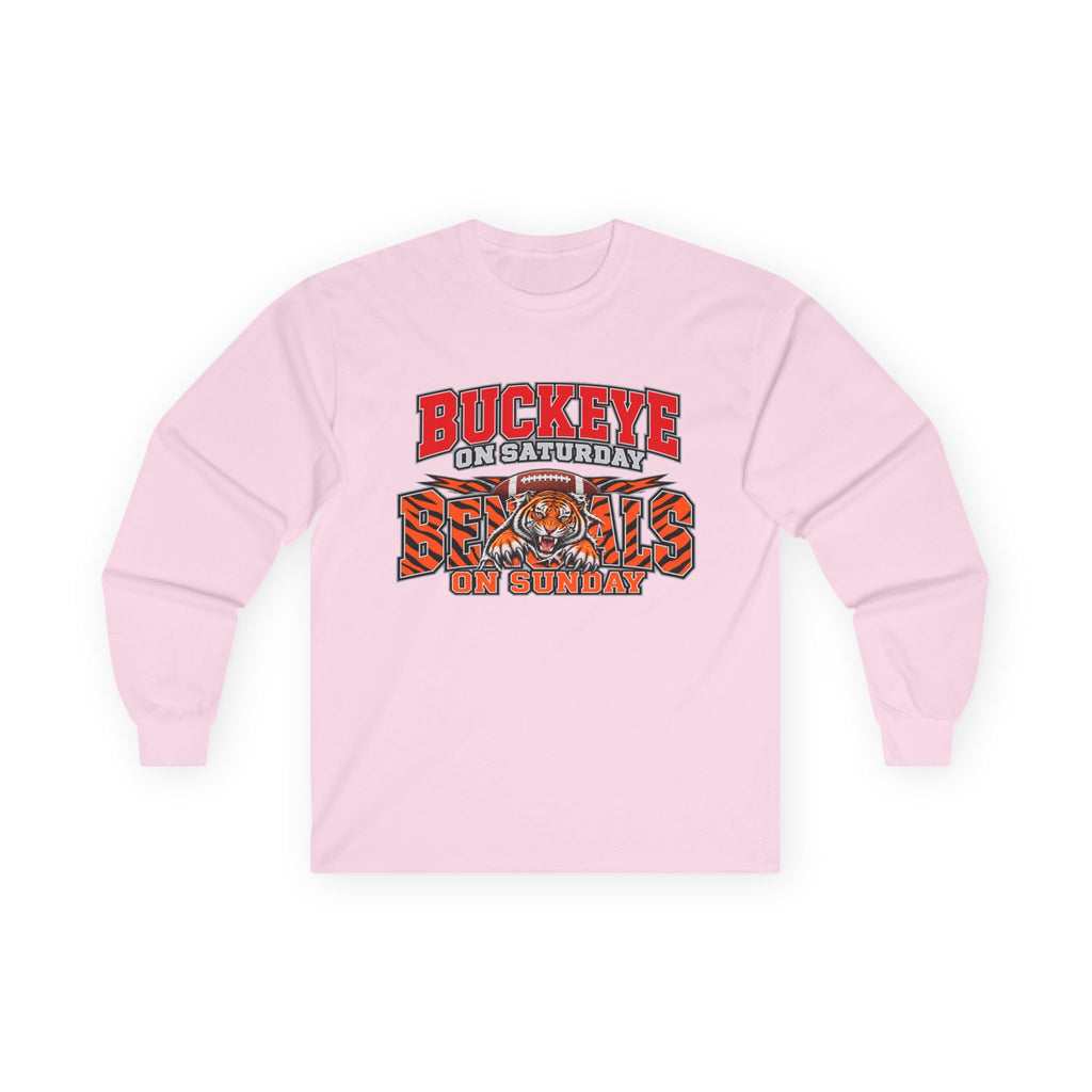 Buckeye Football Long Sleeve Tee – Saturday & Sunday Game Day Shirt