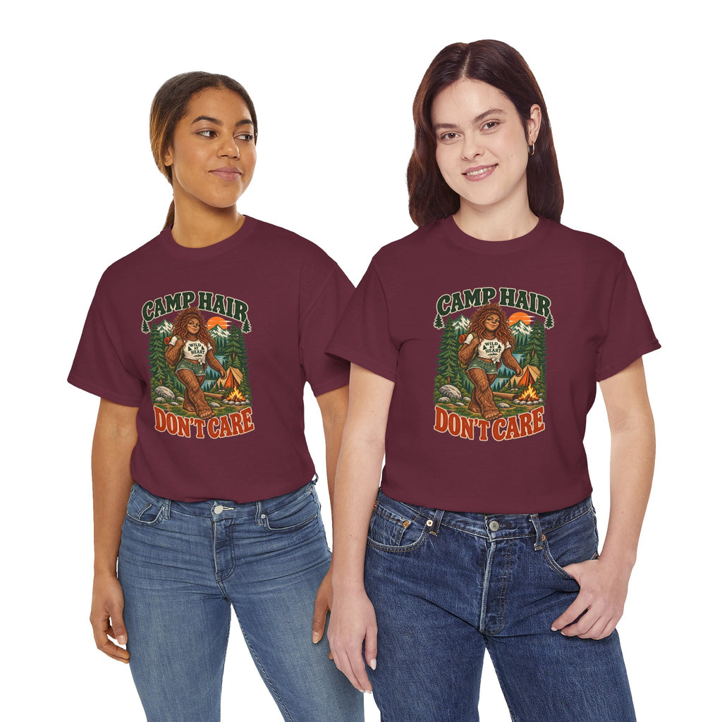 Camp Hair Don't Care T-Shirt — Retro Camping Graphic Tee