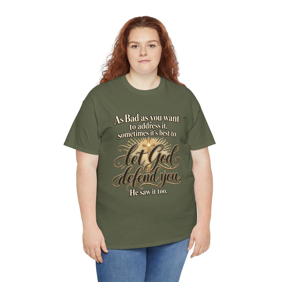 Let God Defend You Inspirational Christian T-Shirt