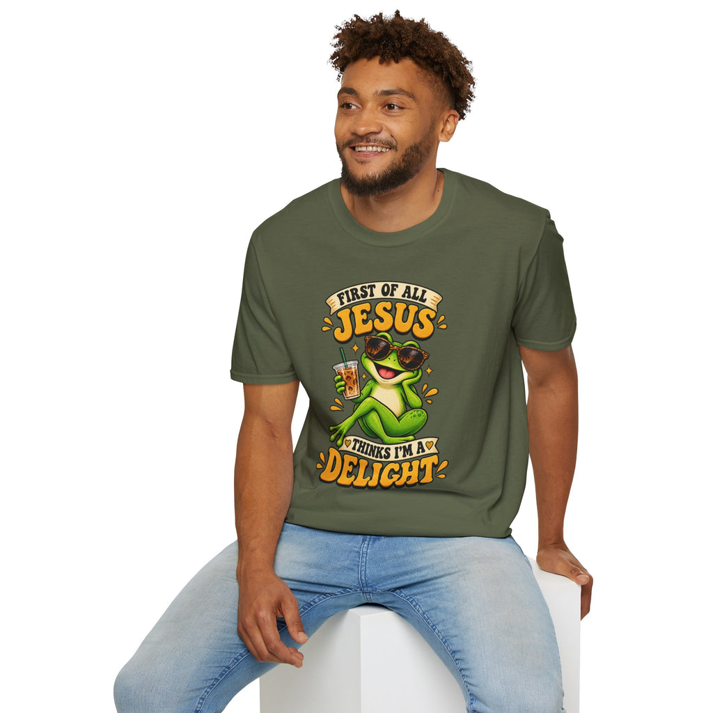 Jesus Frog T-Shirt — "First of All Jesus" Cute Frog Christian Tee
