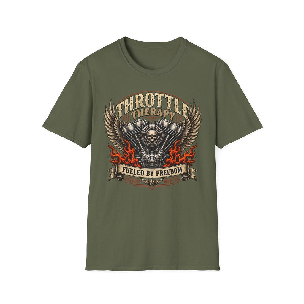 Throttle Therapy Motorcycle T‑Shirt — Fueled by Freedom Riding Tee