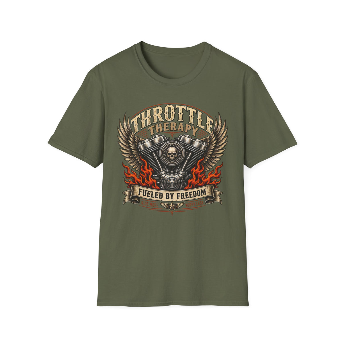 Throttle Therapy Motorcycle T‑Shirt — Fueled by Freedom Riding Tee