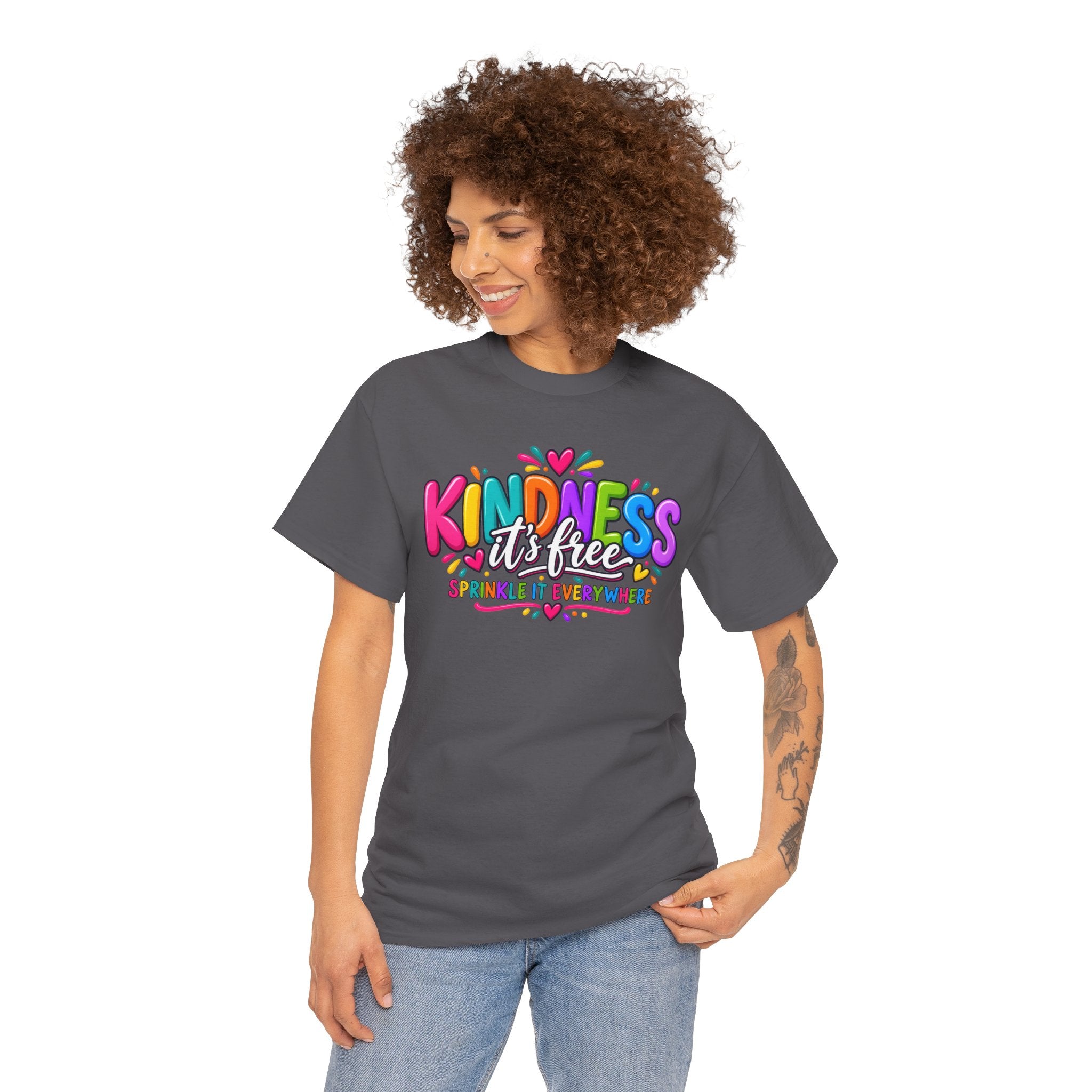 Kindness Is Free Rainbow Tee — Cute Positive Message T-Shirt