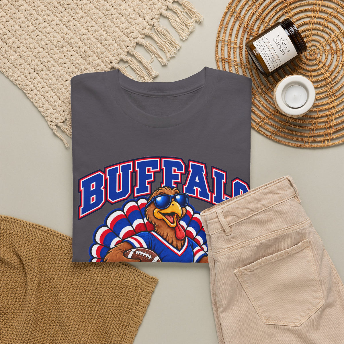 Buffalo Thanksgiving Football T-Shirt — Turkey Mascot Game Day Tee