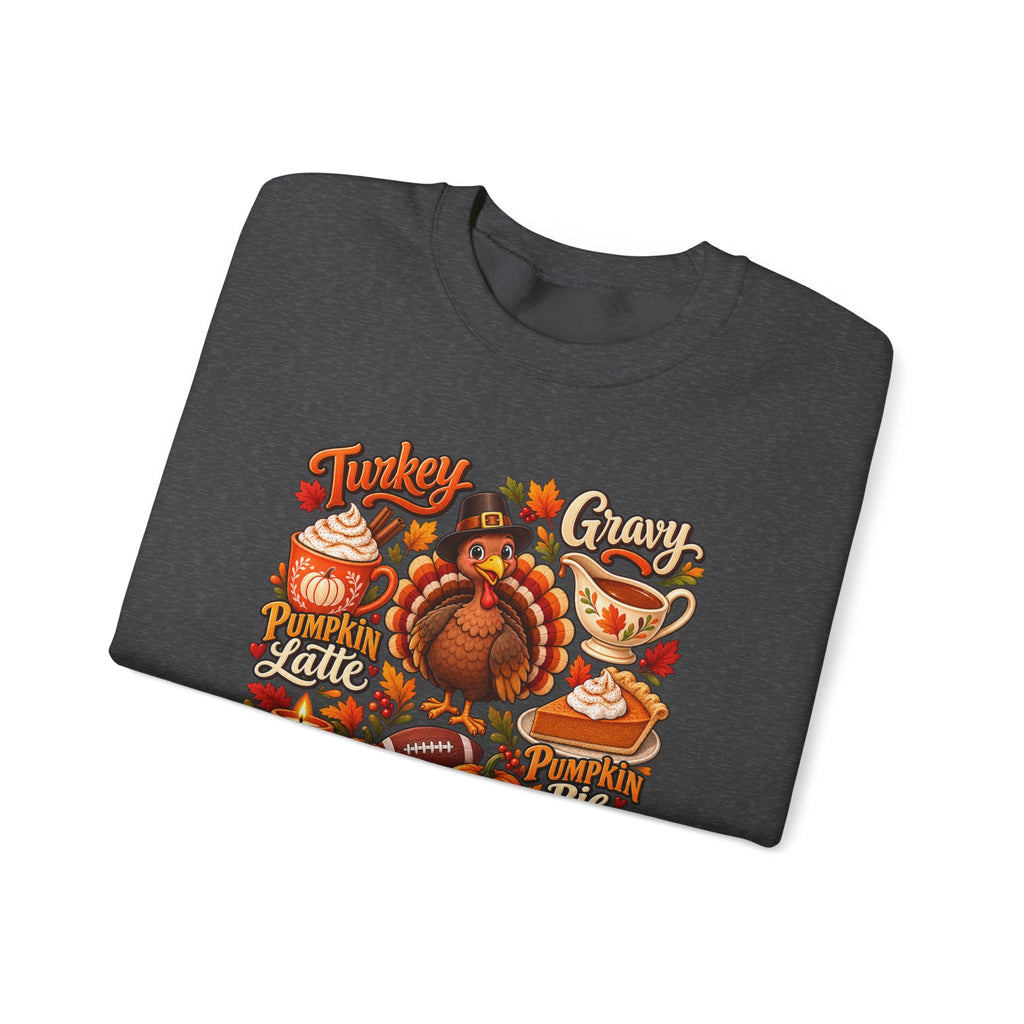 Thankful Thanksgiving Sweatshirt — Cute Turkey & Fall Harvest Crewneck