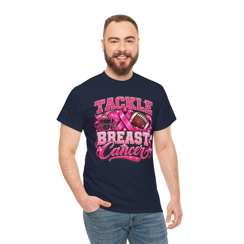 T-Shirt — "Tackle Breast Cancer" Pink Football Awareness Tee