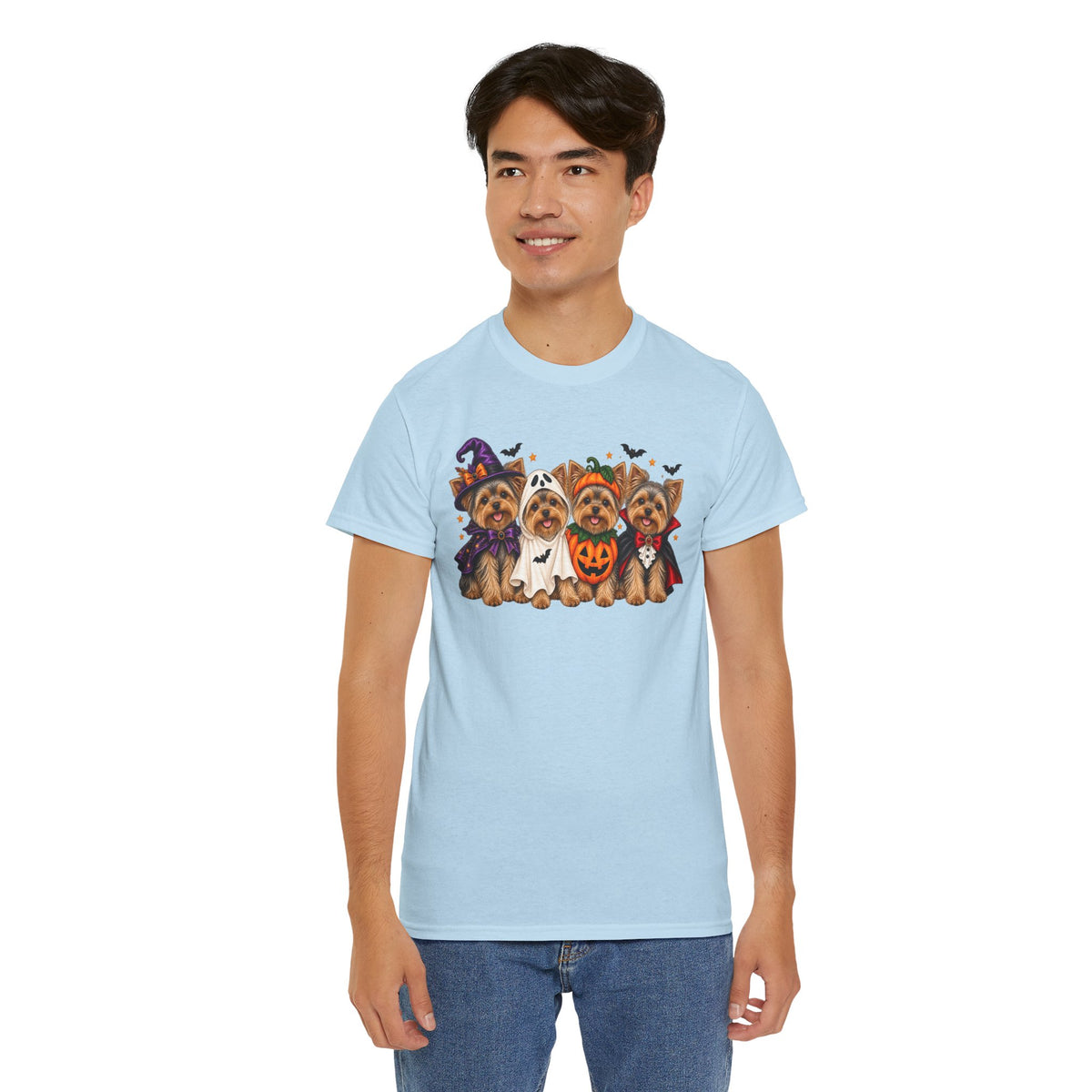 Halloween Yorkie T-Shirt — Cute Yorkies in Costumes (Pumpkin, Ghost, Witch, Vampire)