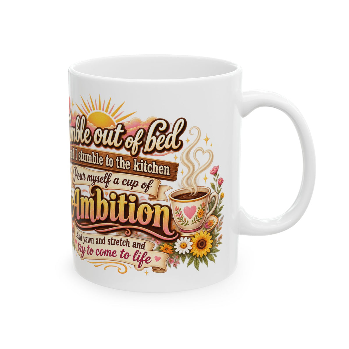 Cowgirl Inspirational Ceramic Mug – “Tumble Out and I Stumble Back” Floral Cowboy Boots Coffee Cup