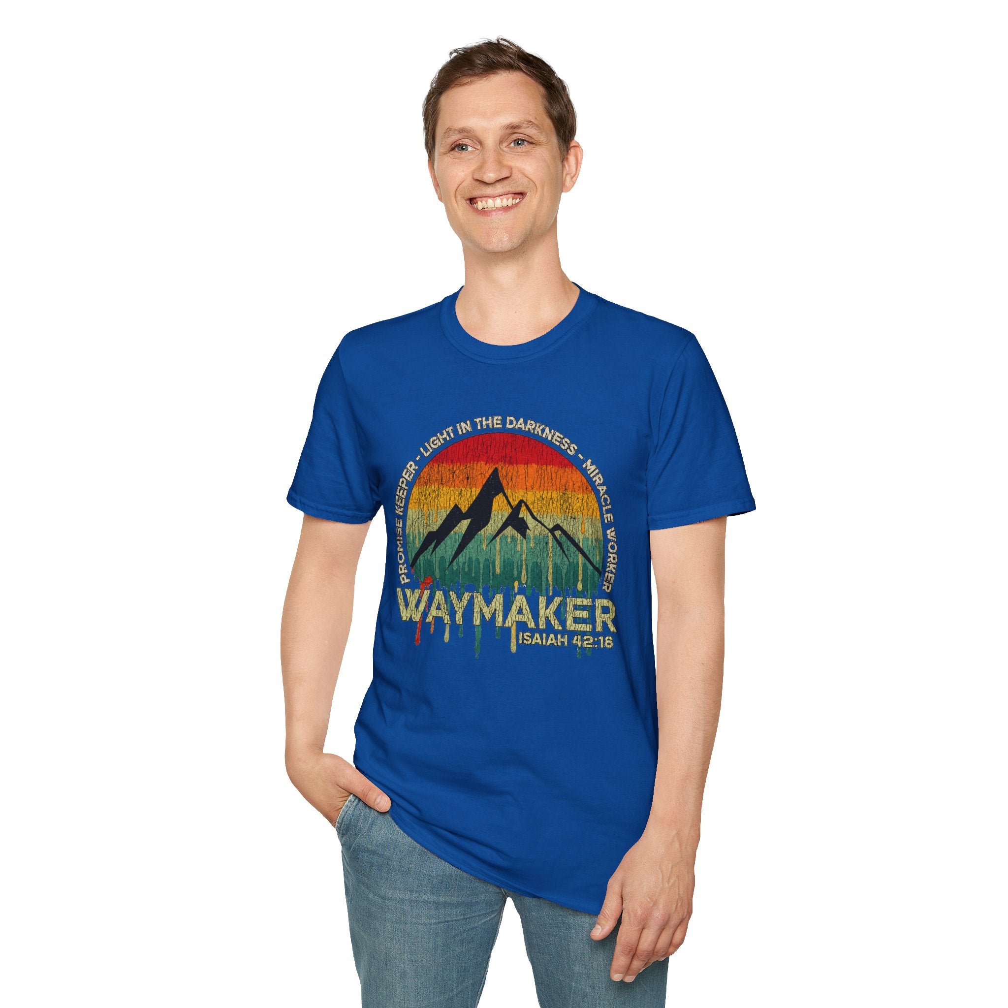 Waymaker Mountain T-Shirt — “Promise Keeper, Light in the Darkness” Christian Graphic Tee