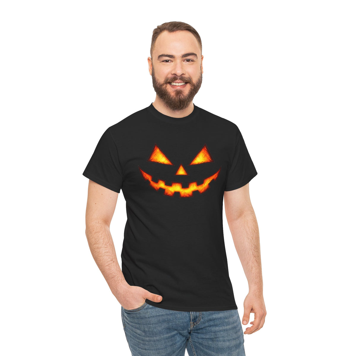 Jack-O'-Lantern Pumpkin Scary Face T-Shirt — Halloween Horror Costume Tee