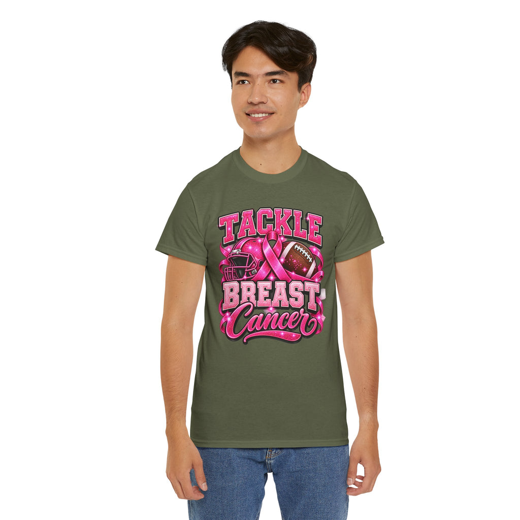 T-Shirt — "Tackle Breast Cancer" Pink Football Awareness Tee