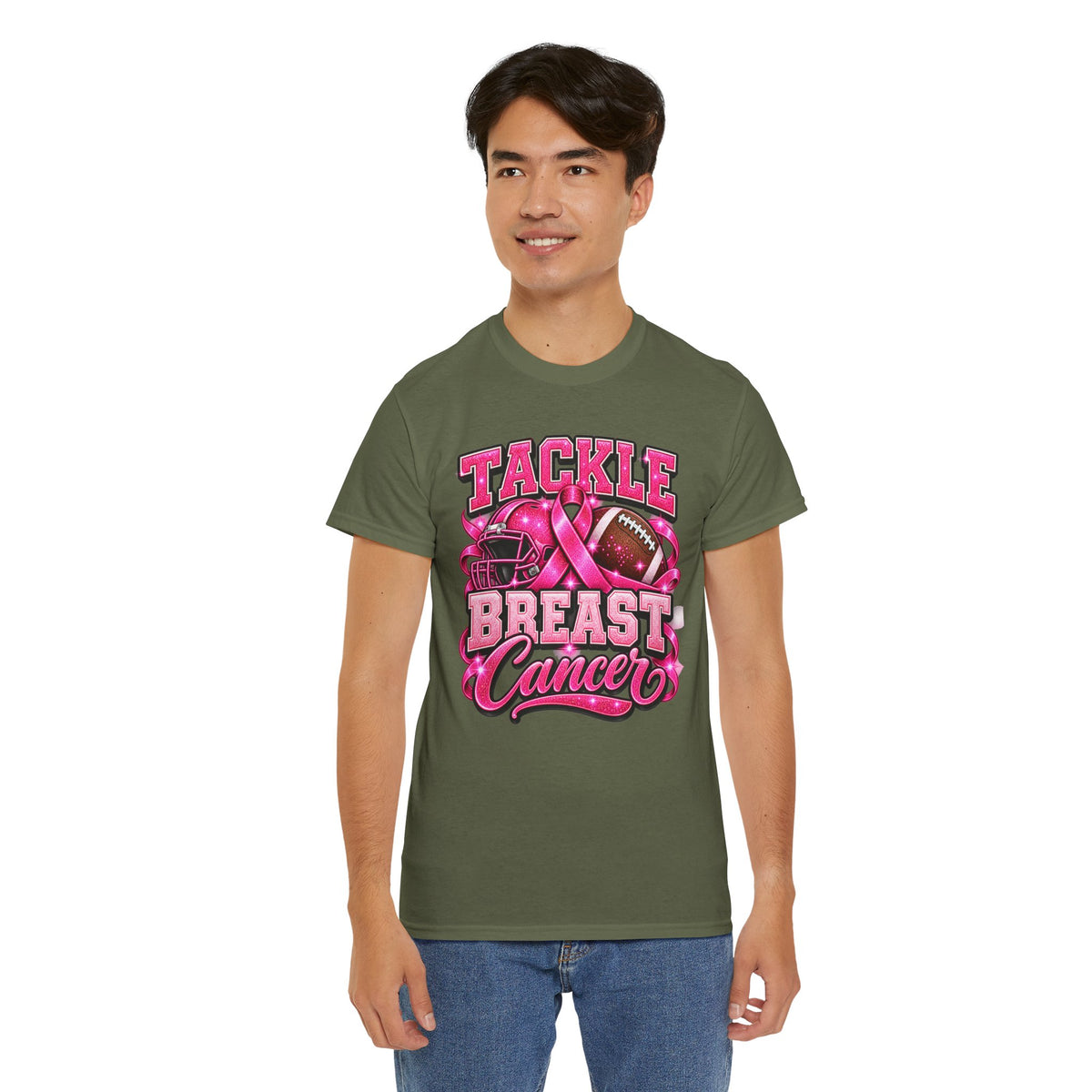 T-Shirt — "Tackle Breast Cancer" Pink Football Awareness Tee
