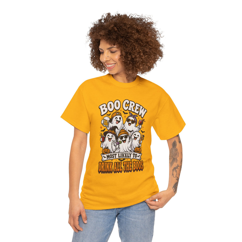 Boo Crew Halloween Tee — “Most Likely To Drink All The Boos” Ghost Party Shirt