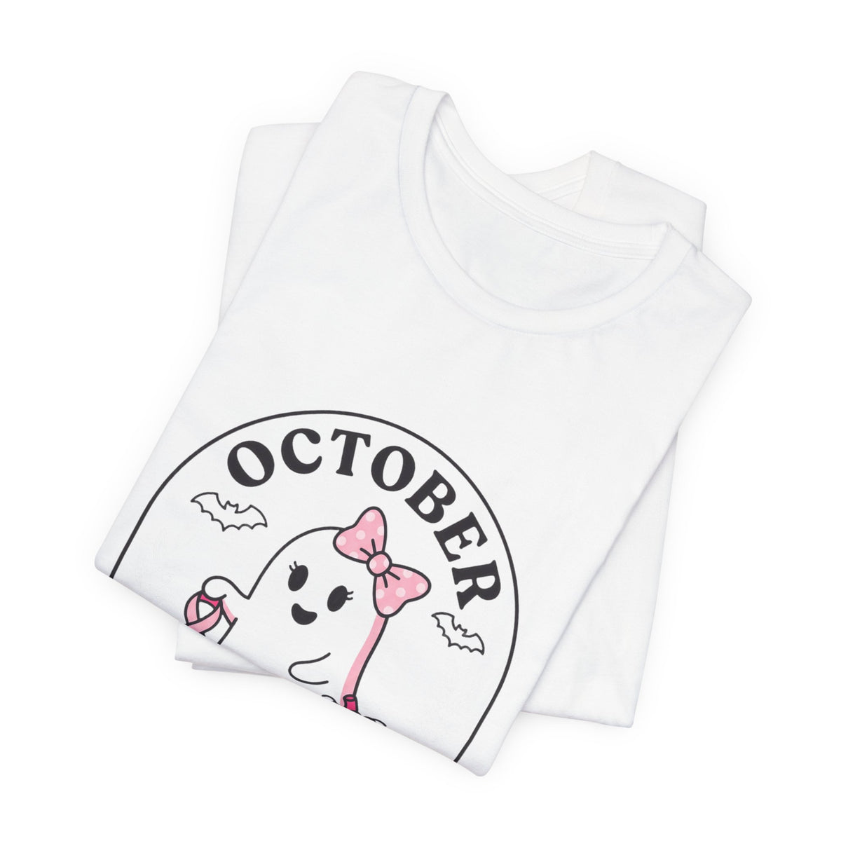 October Pink Boo Crew Tee — Breast Cancer Awareness Ghost T-Shirt