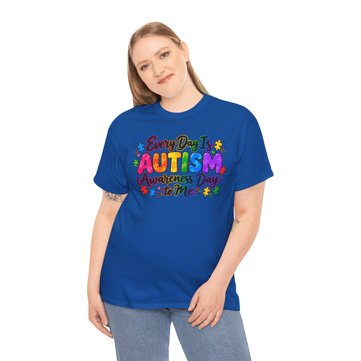 Autism Awareness T-Shirt — "Every Day Is Autism Awareness Day to Me" Colorful Puzzle Tee