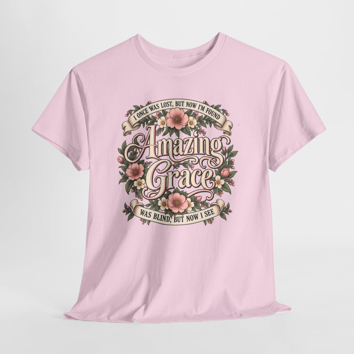 Amazing Grace Floral T-Shirt — Vintage Christian Faith Tee