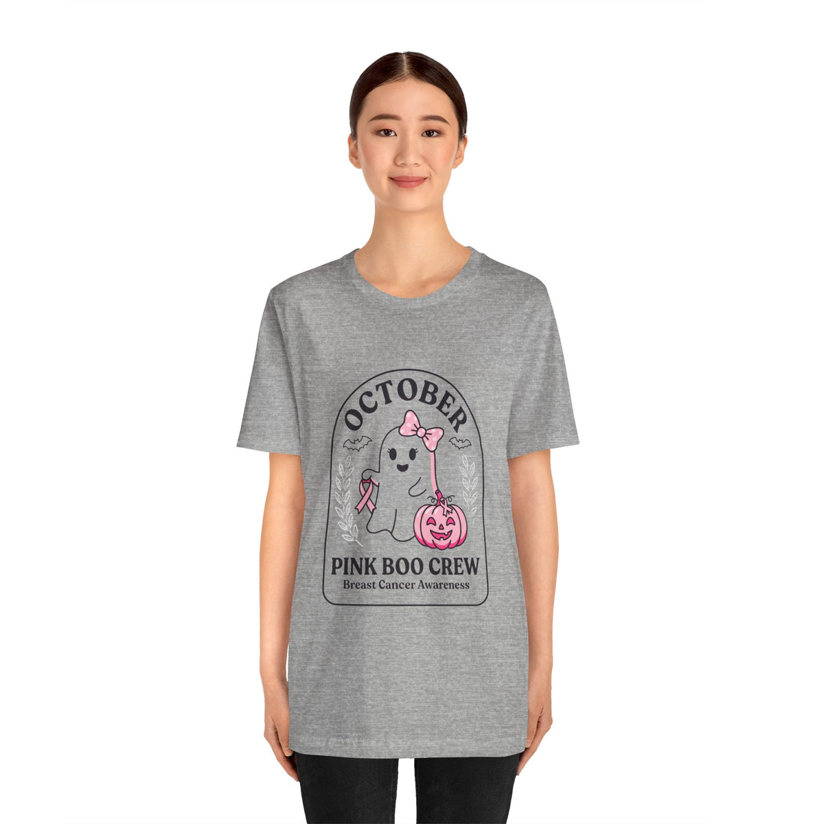 October Pink Boo Crew Tee — Breast Cancer Awareness Ghost T-Shirt