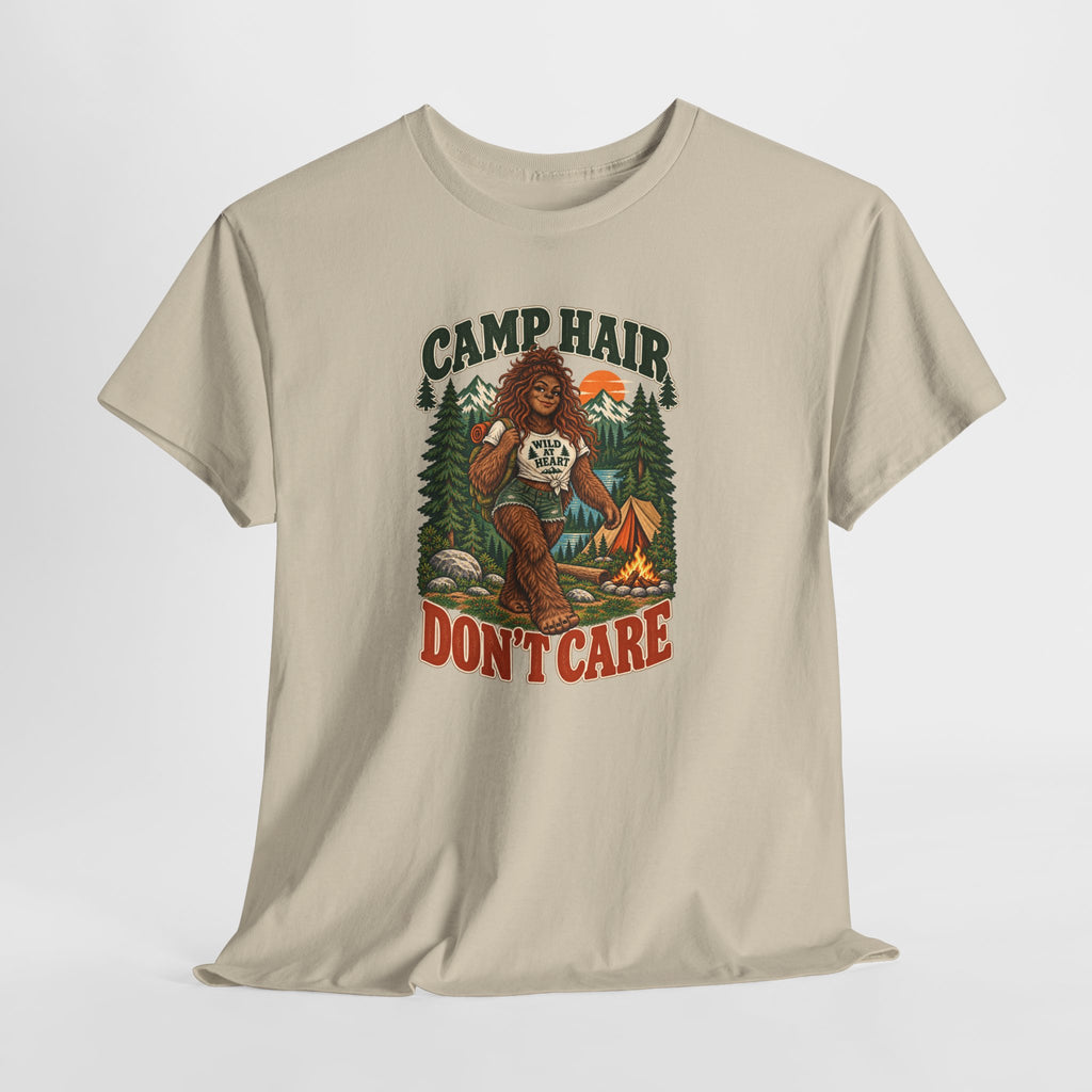 Camp Hair Don't Care T-Shirt — Retro Camping Graphic Tee