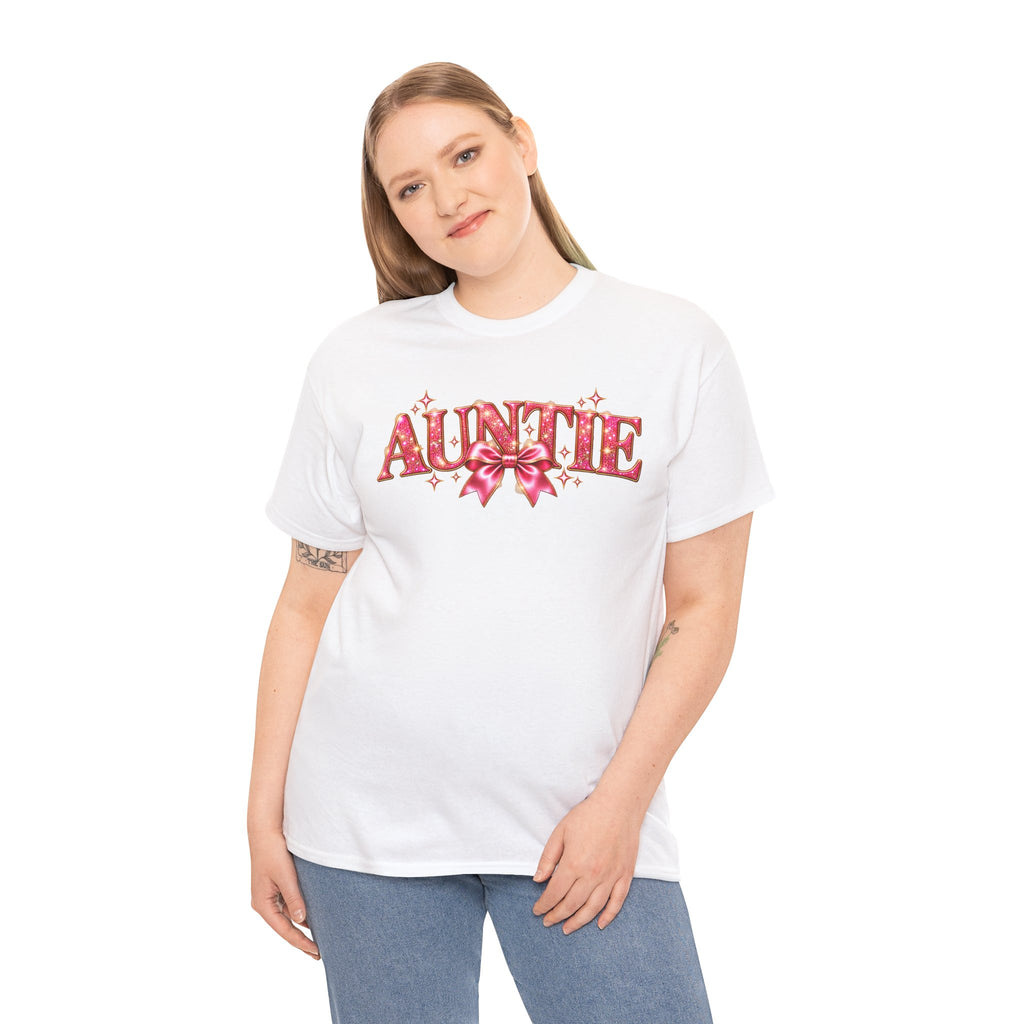 Auntie Graphic T-Shirt | Pink Bow Design