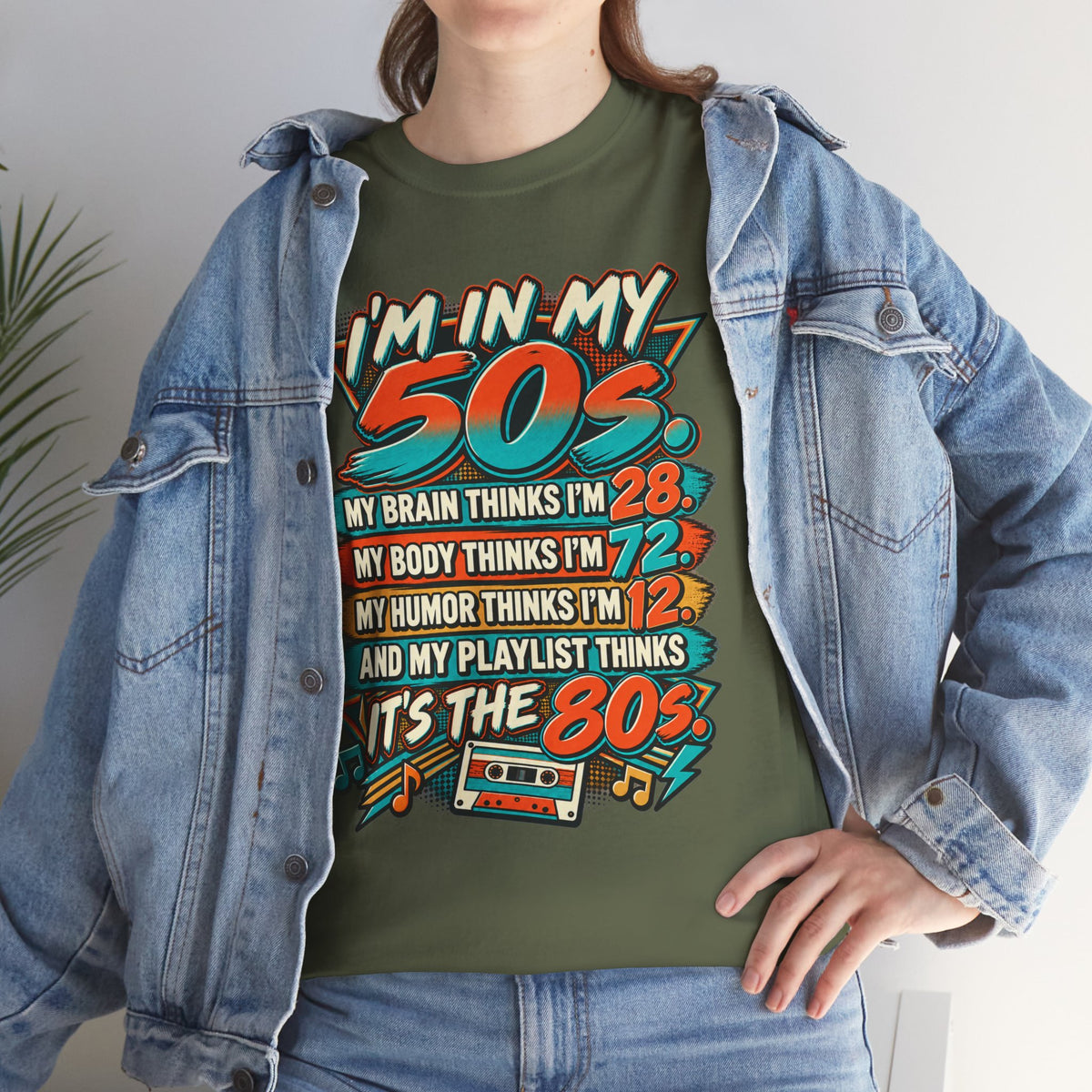 Retro 50s Birthday T‑Shirt — "I'm in My 50s" 80s Playlist Cassette Tee