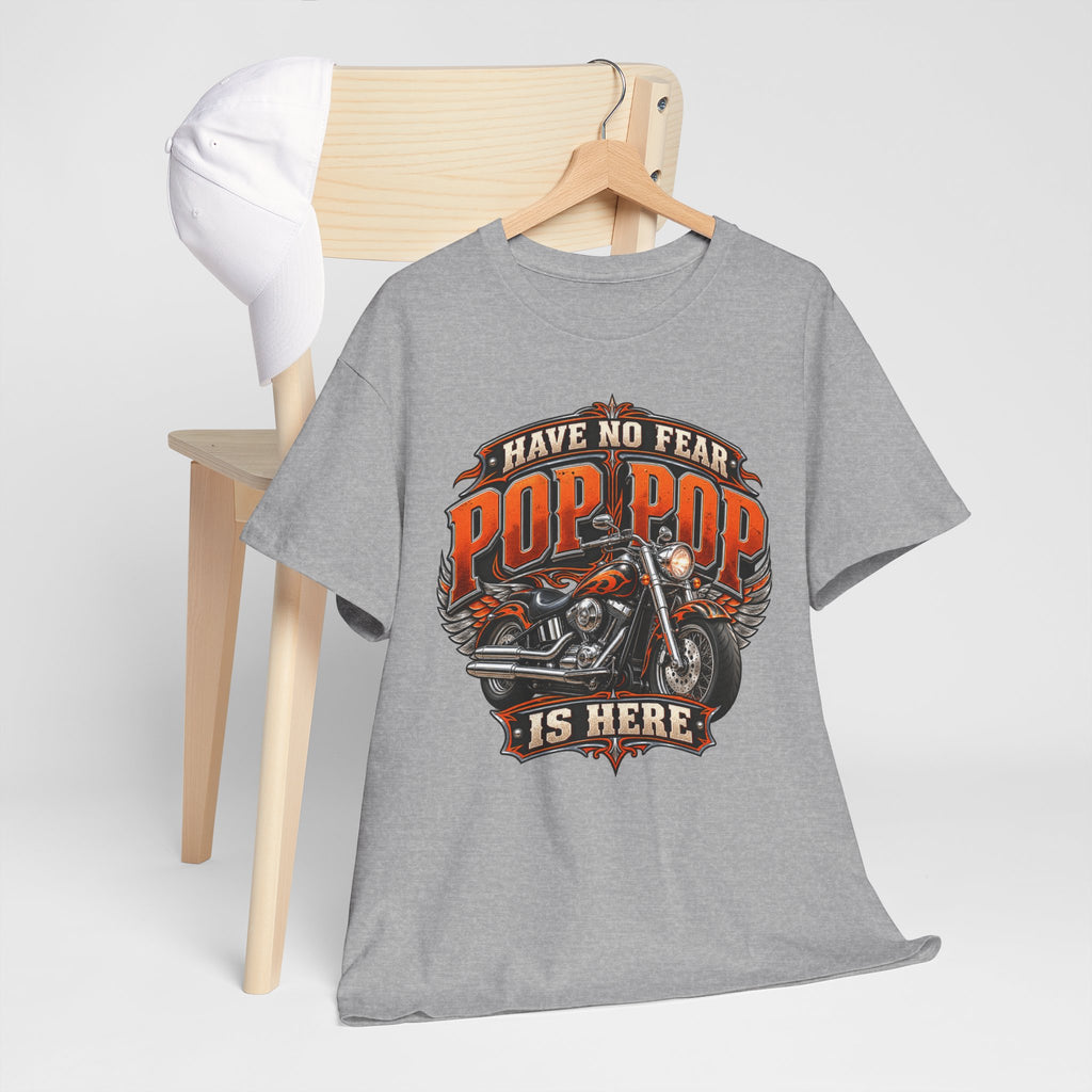 Pop Pop Is Here Motorcycle Dad T-Shirt