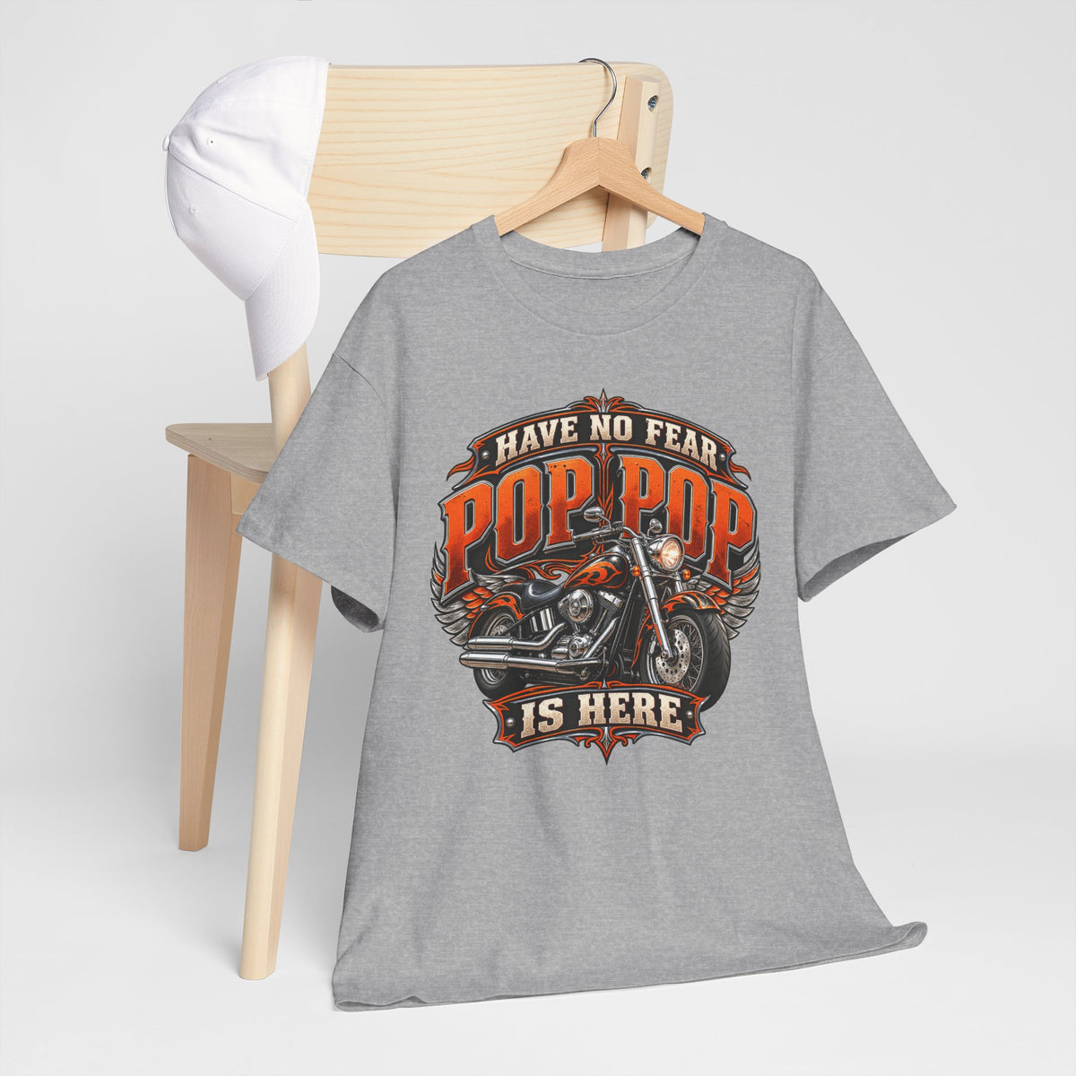 Pop Pop Is Here Motorcycle Dad T-Shirt