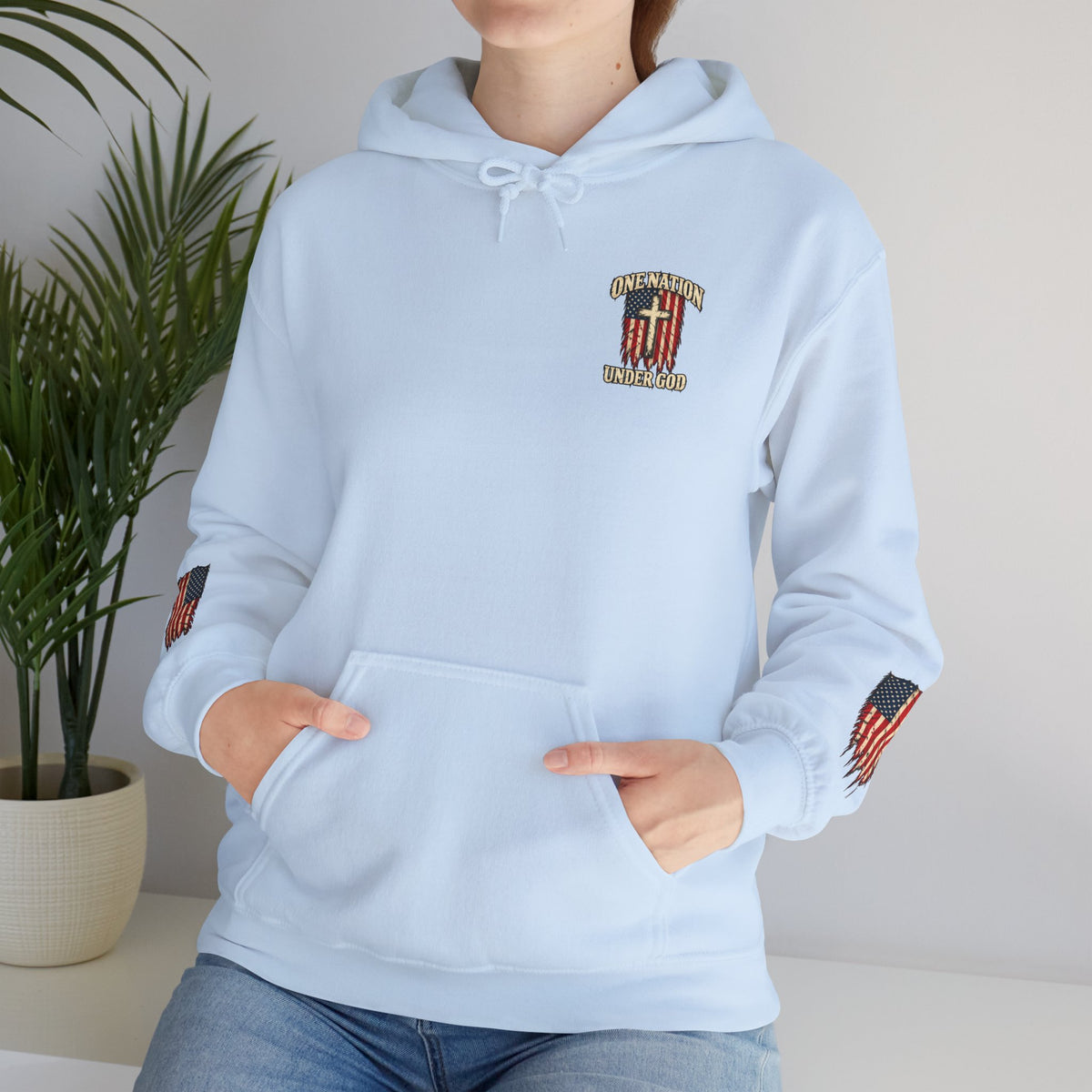 One Nation Under God Patriotic Cross Hoodie