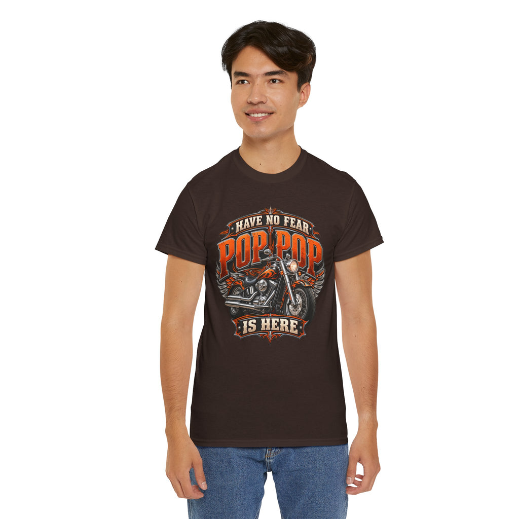 Pop Pop Is Here Motorcycle Dad T-Shirt