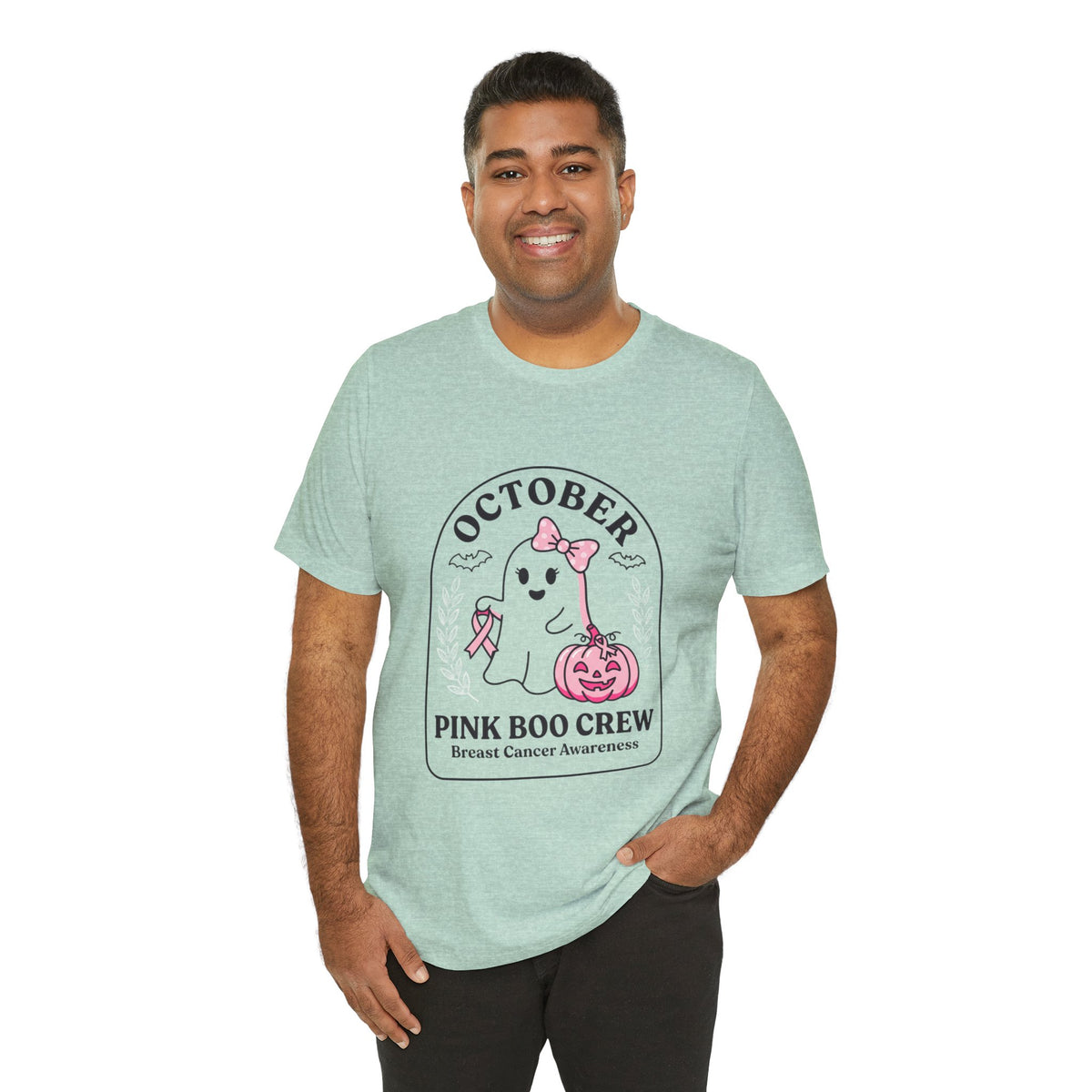 October Pink Boo Crew Tee — Breast Cancer Awareness Ghost T-Shirt