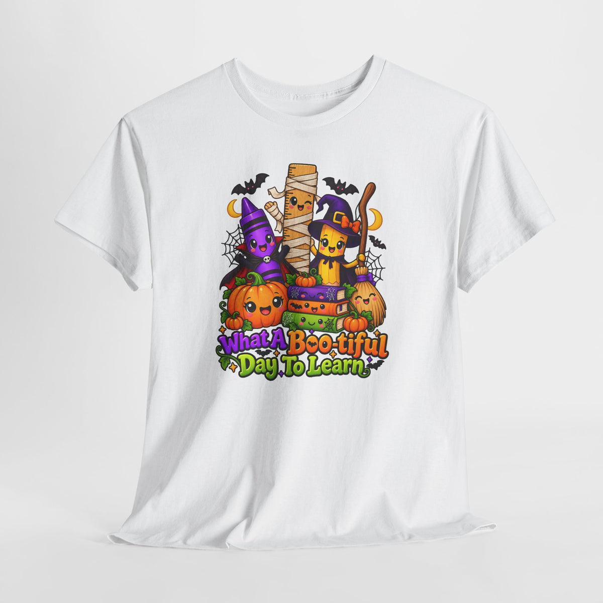 Halloween Teacher Tee — "What A Boo-tiful Day To Learn" Kids' Classroom Shirt