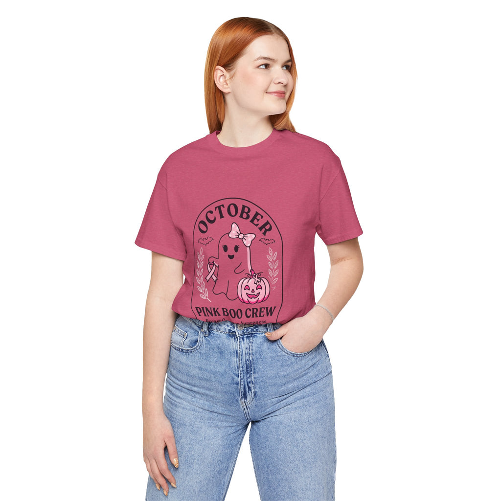 October Pink Boo Crew Tee — Breast Cancer Awareness Ghost T-Shirt