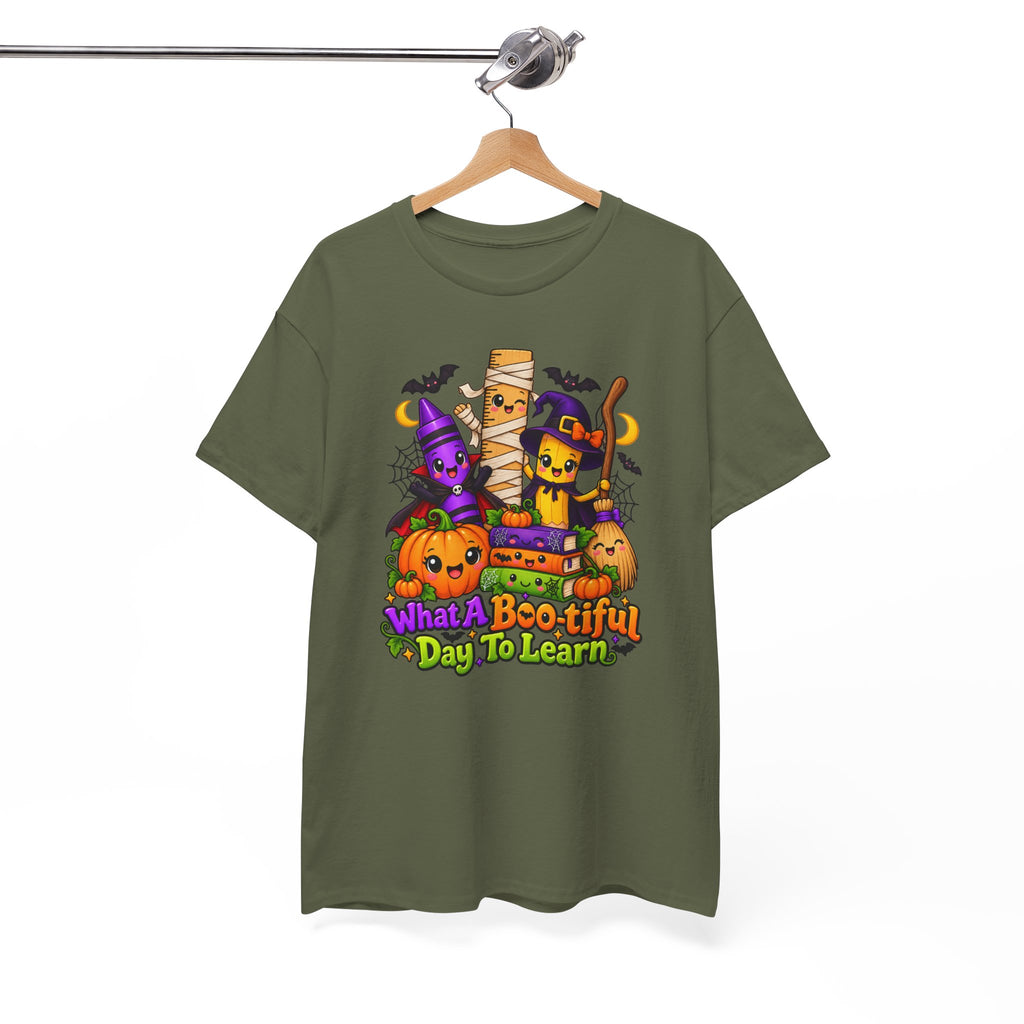 Halloween Teacher Tee — "What A Boo-tiful Day To Learn" Kids' Classroom Shirt