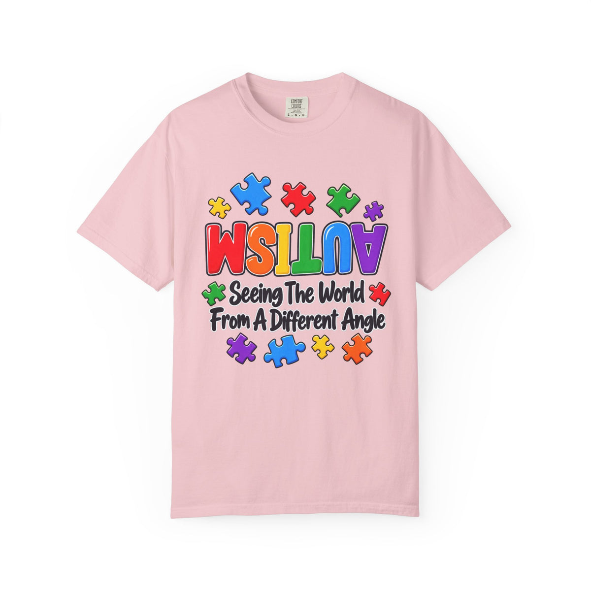 Autism Awareness T-Shirt — "Seeing the World From a Different Angle" Puzzle Design