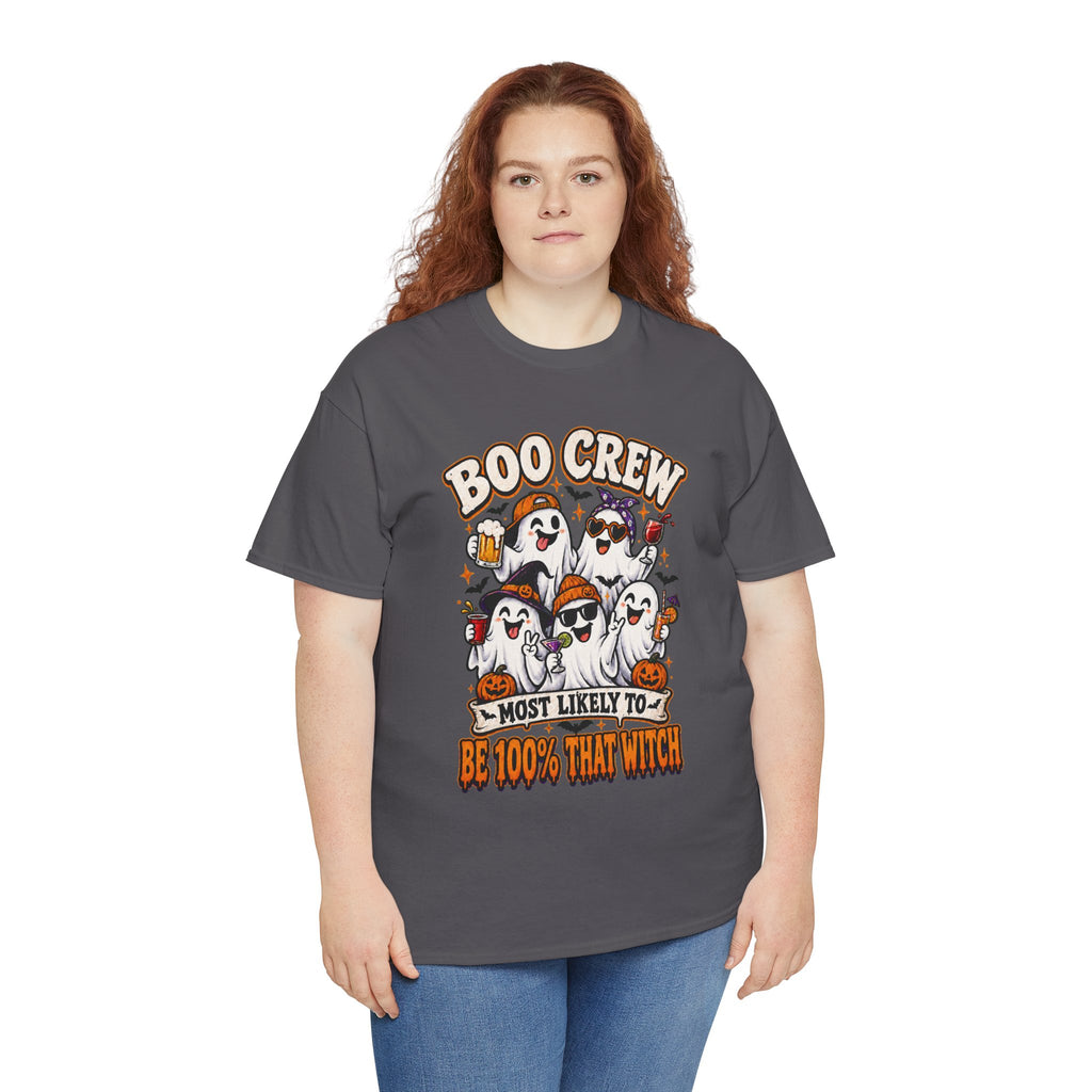 Boo Crew Halloween T-Shirt – "Most Likely To Be 100% That Witch" Ghosts Tee