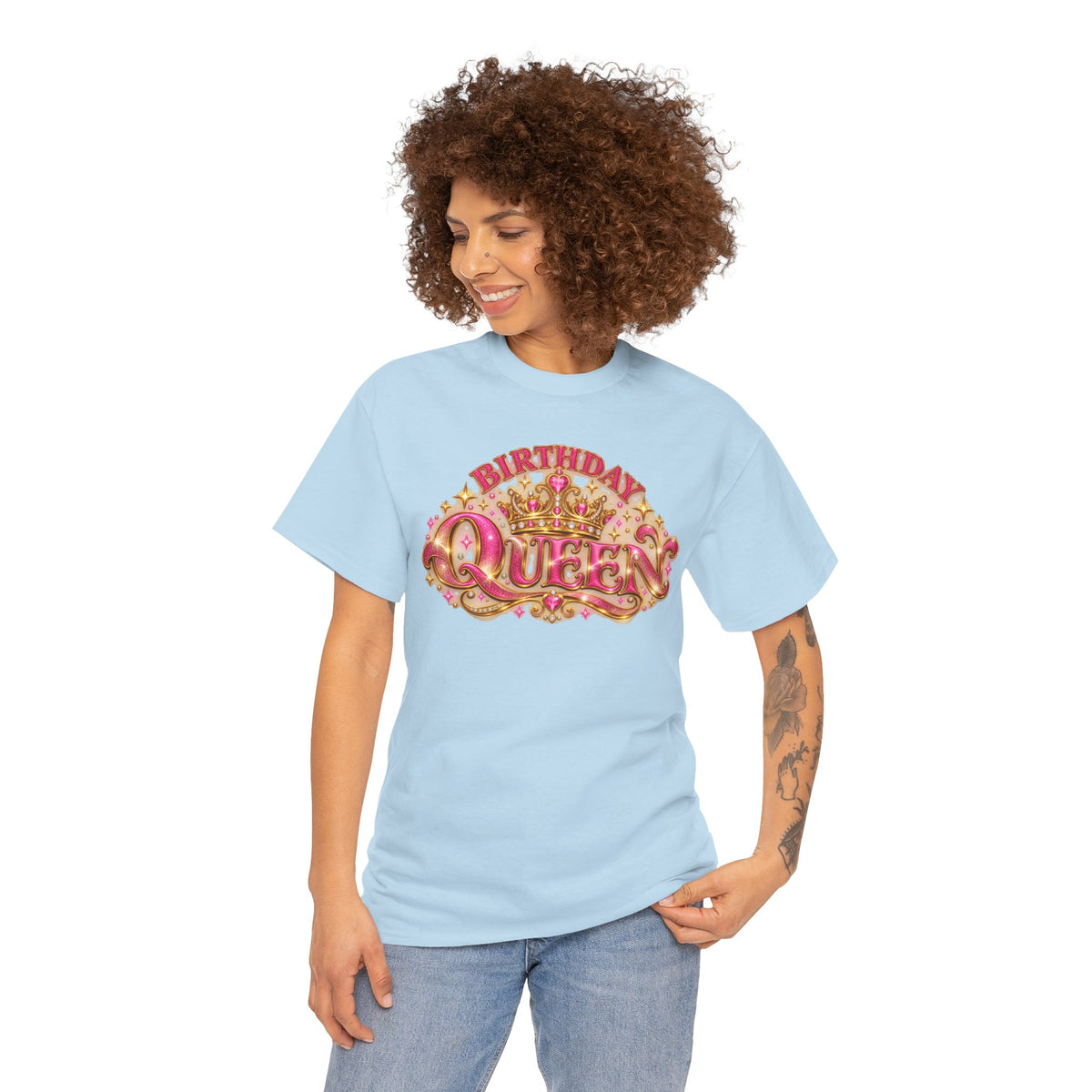 Birthday Queen Graphic T-Shirt | Pink & Gold Crown