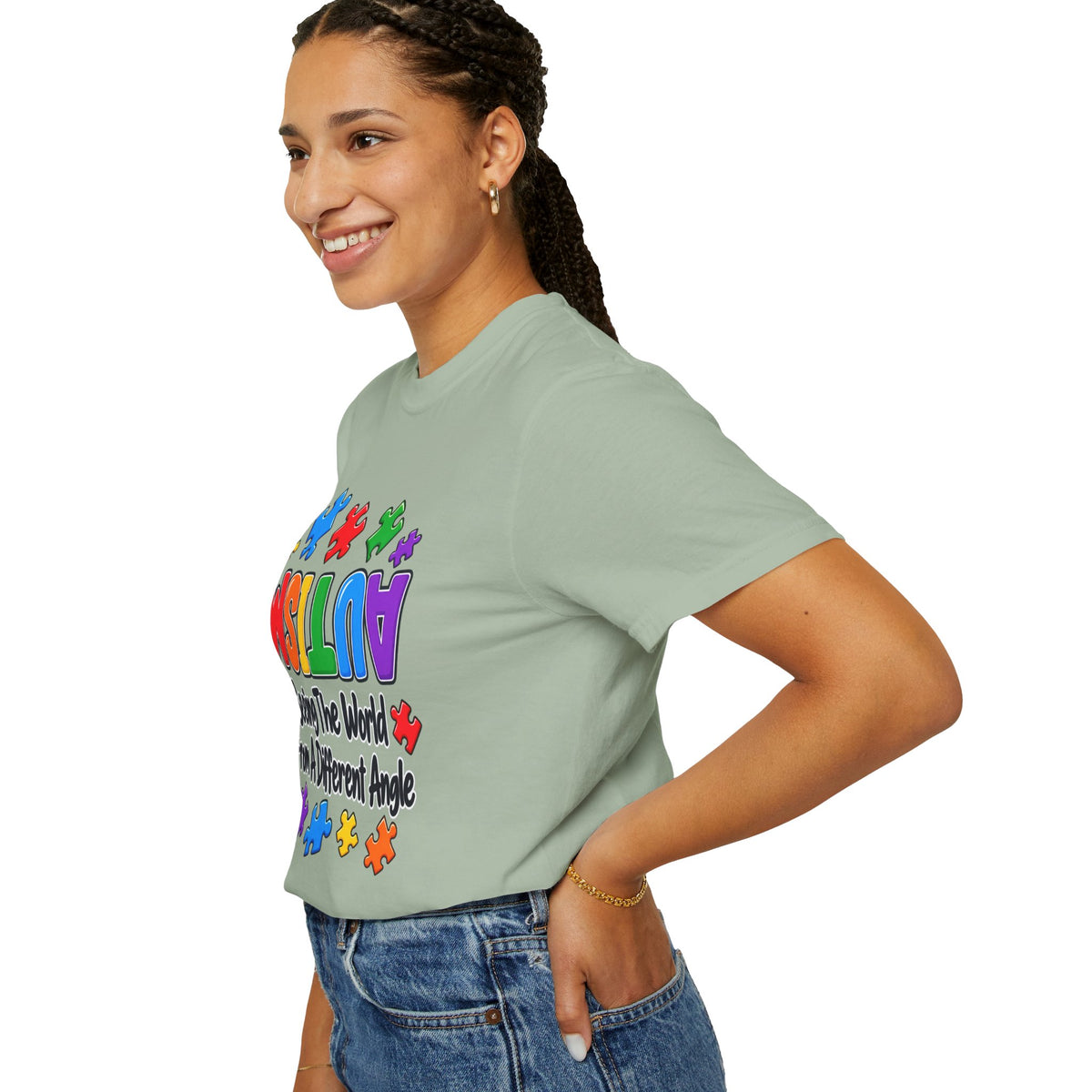 Autism Awareness T-Shirt — "Seeing the World From a Different Angle" Puzzle Design