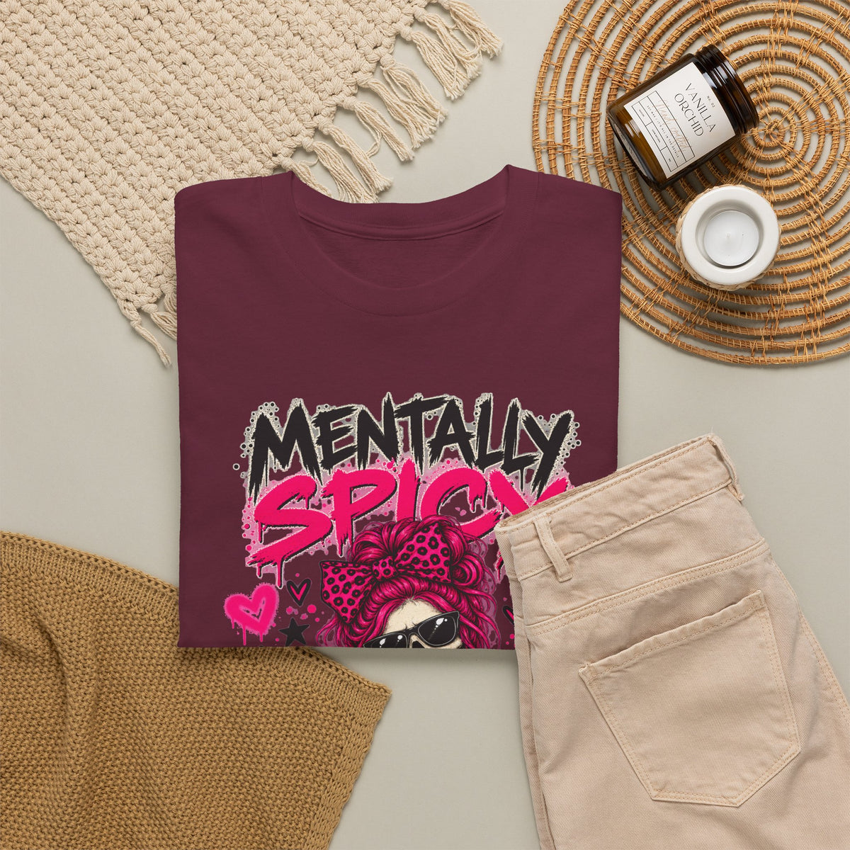 Mentally Spicy Skeleton Graphic T-Shirt